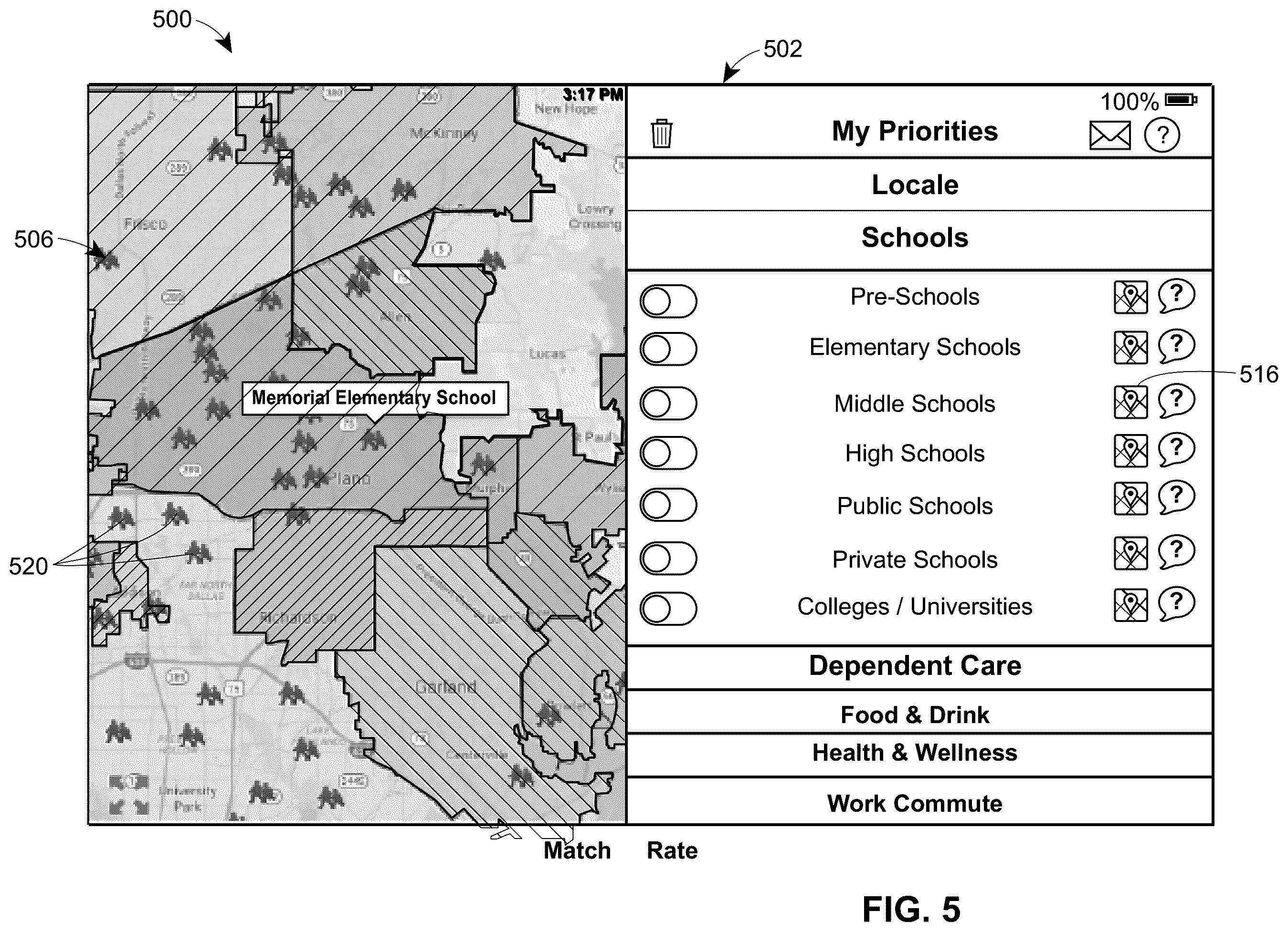 Patent US11847146 Figure 5 – System and method for identifying locations with lifestyle preferences