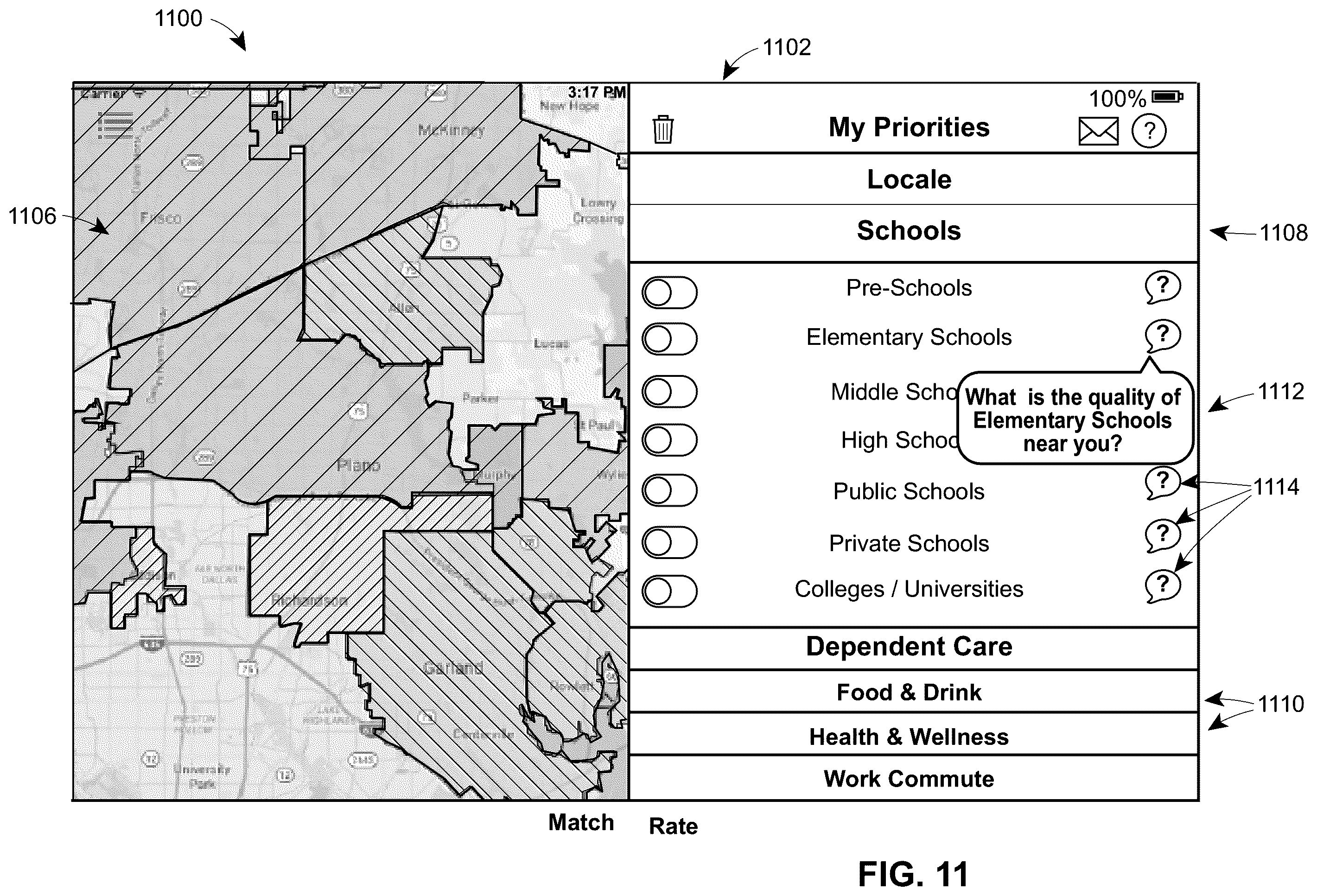 Patent US11847146 Figure 11 – System and method for identifying locations with lifestyle preferences