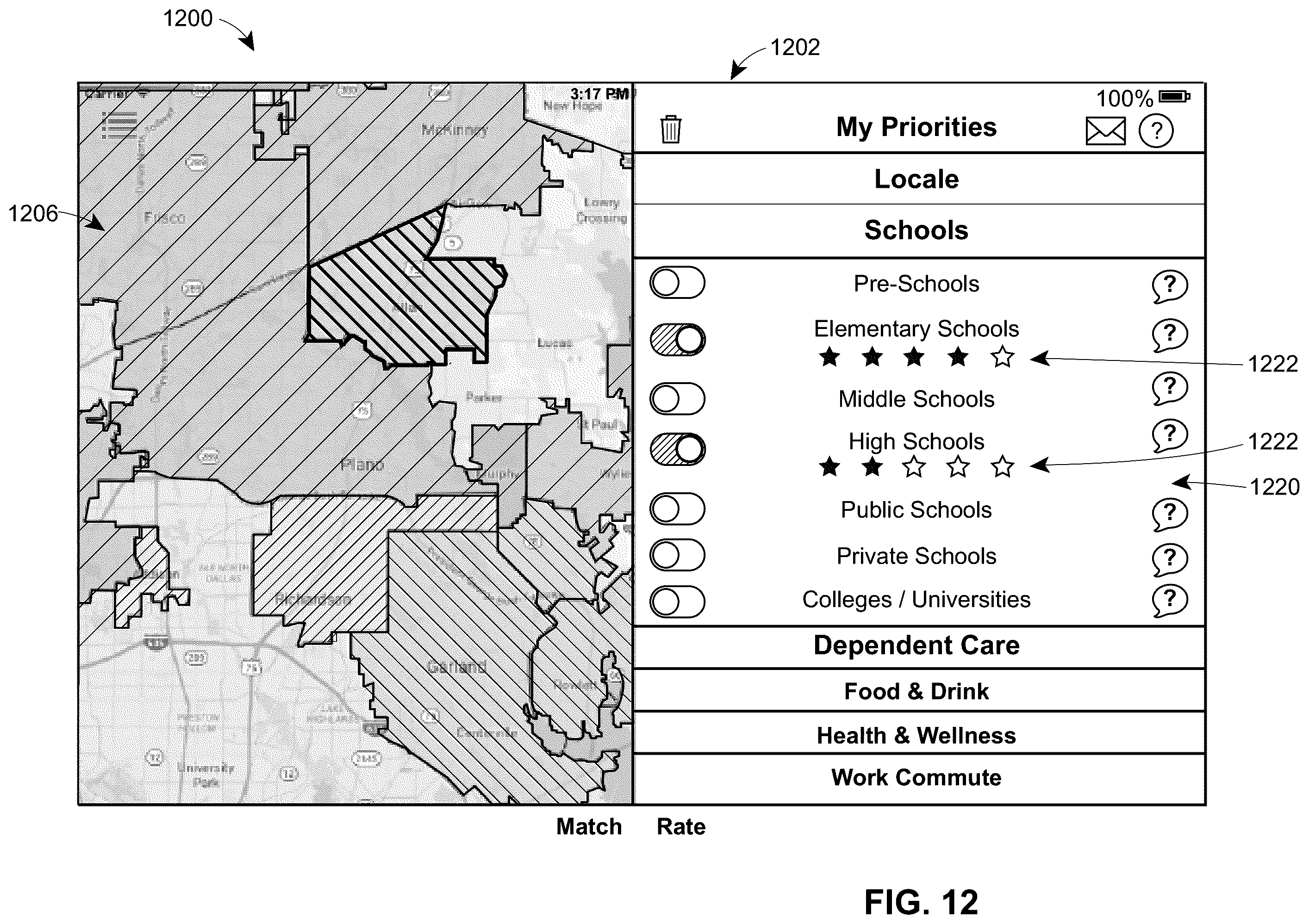Patent US11847146 Figure 12 – System and method for identifying locations with lifestyle preferences