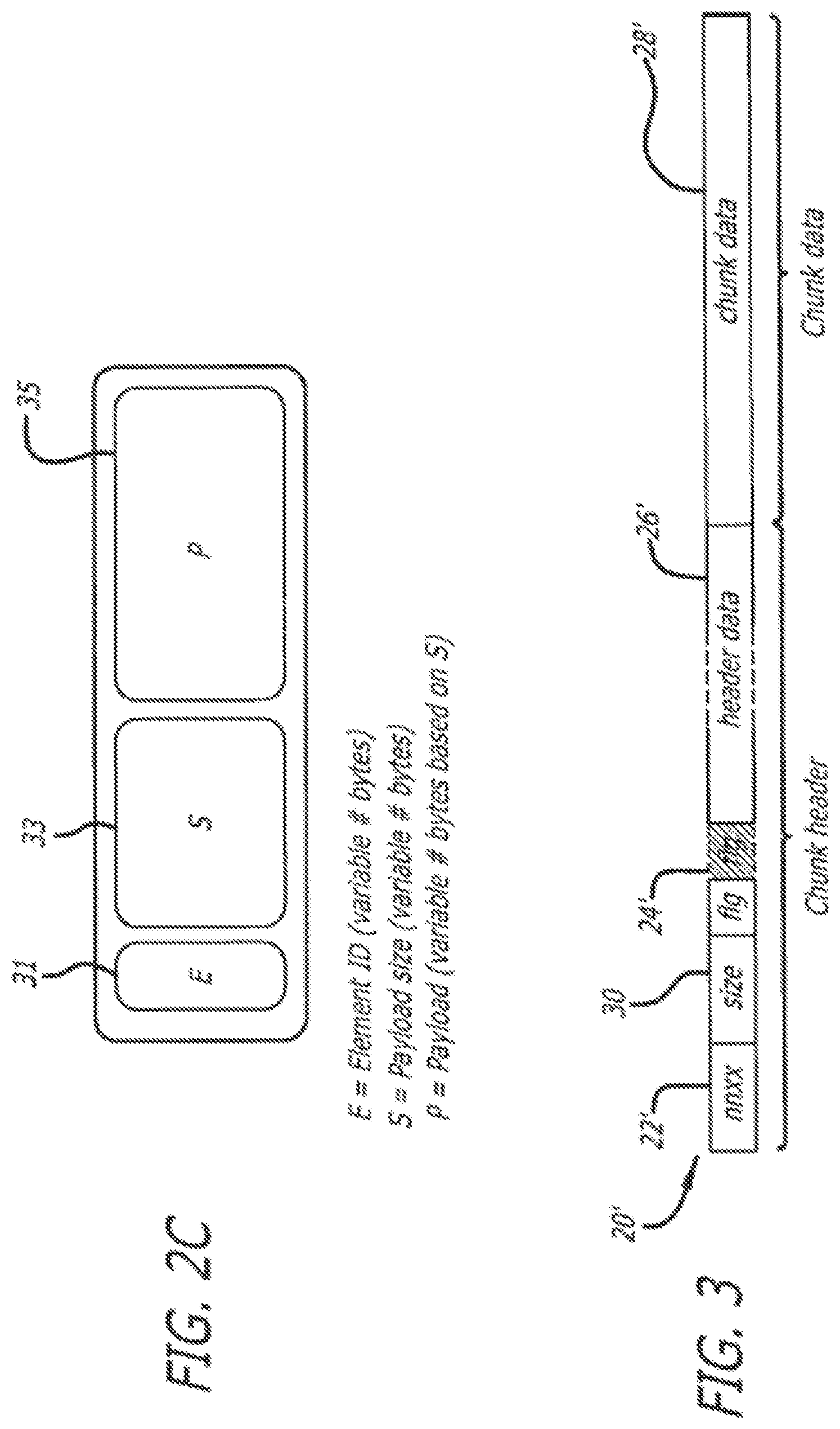 Patent US11847154 Figure 3 – Chunk header incorporating binary flags and correlated variable-length fields