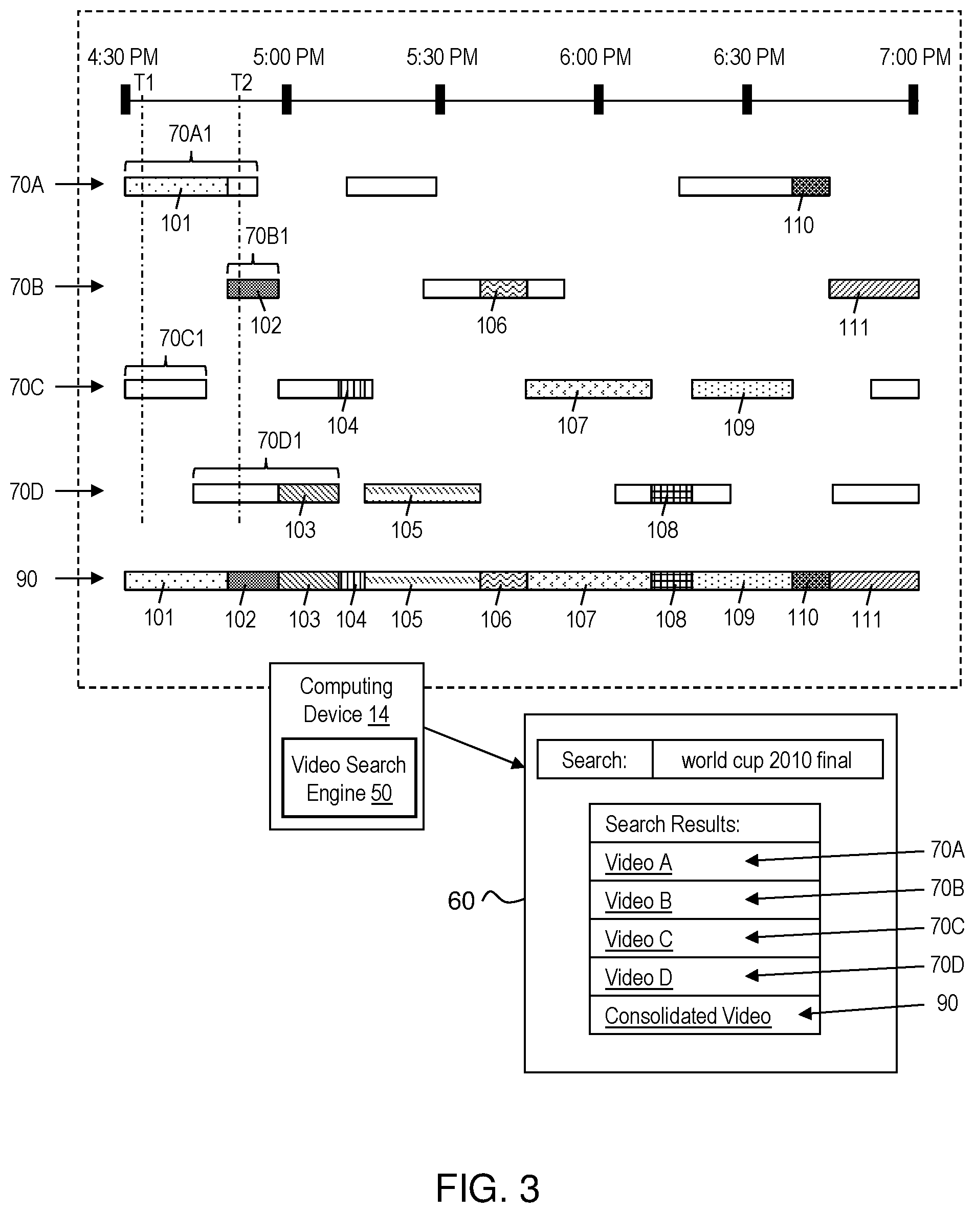 Patent US11847163 Figure 3 – Consolidating video search for an event