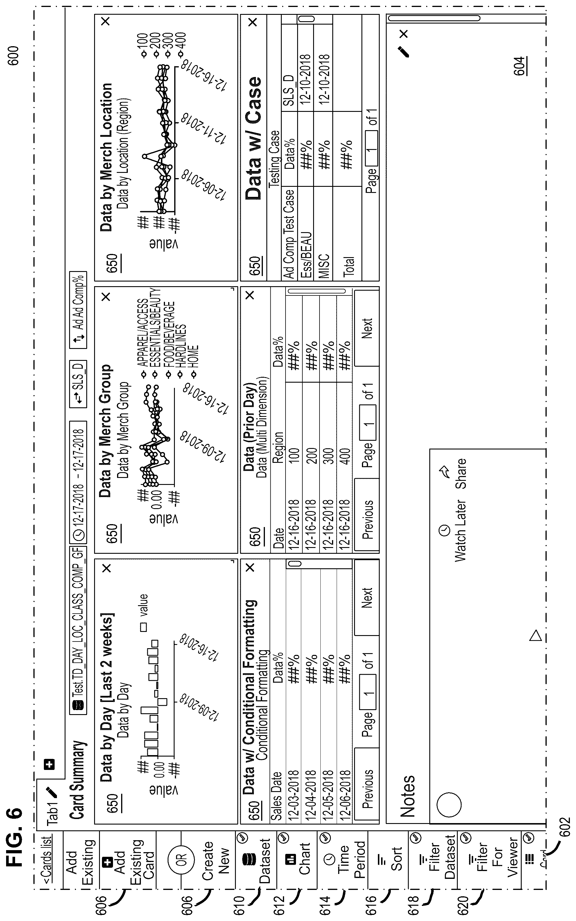 Patent US11847170 Figure 6 – Data visualization tool with guided visualization creation and secure publication features, and graphical user interface thereof
