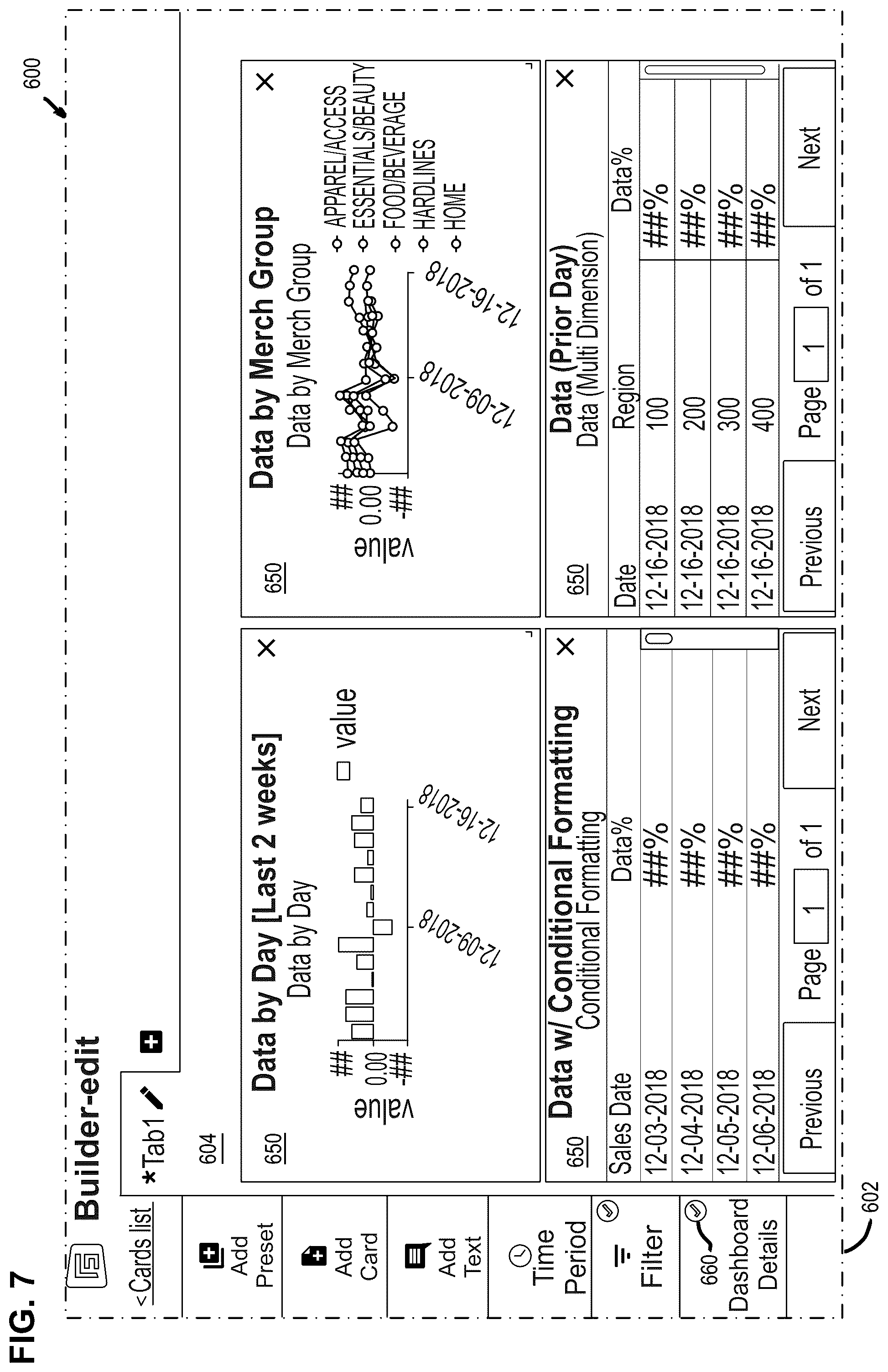 Patent US11847170 Figure 7 – Data visualization tool with guided visualization creation and secure publication features, and graphical user interface thereof