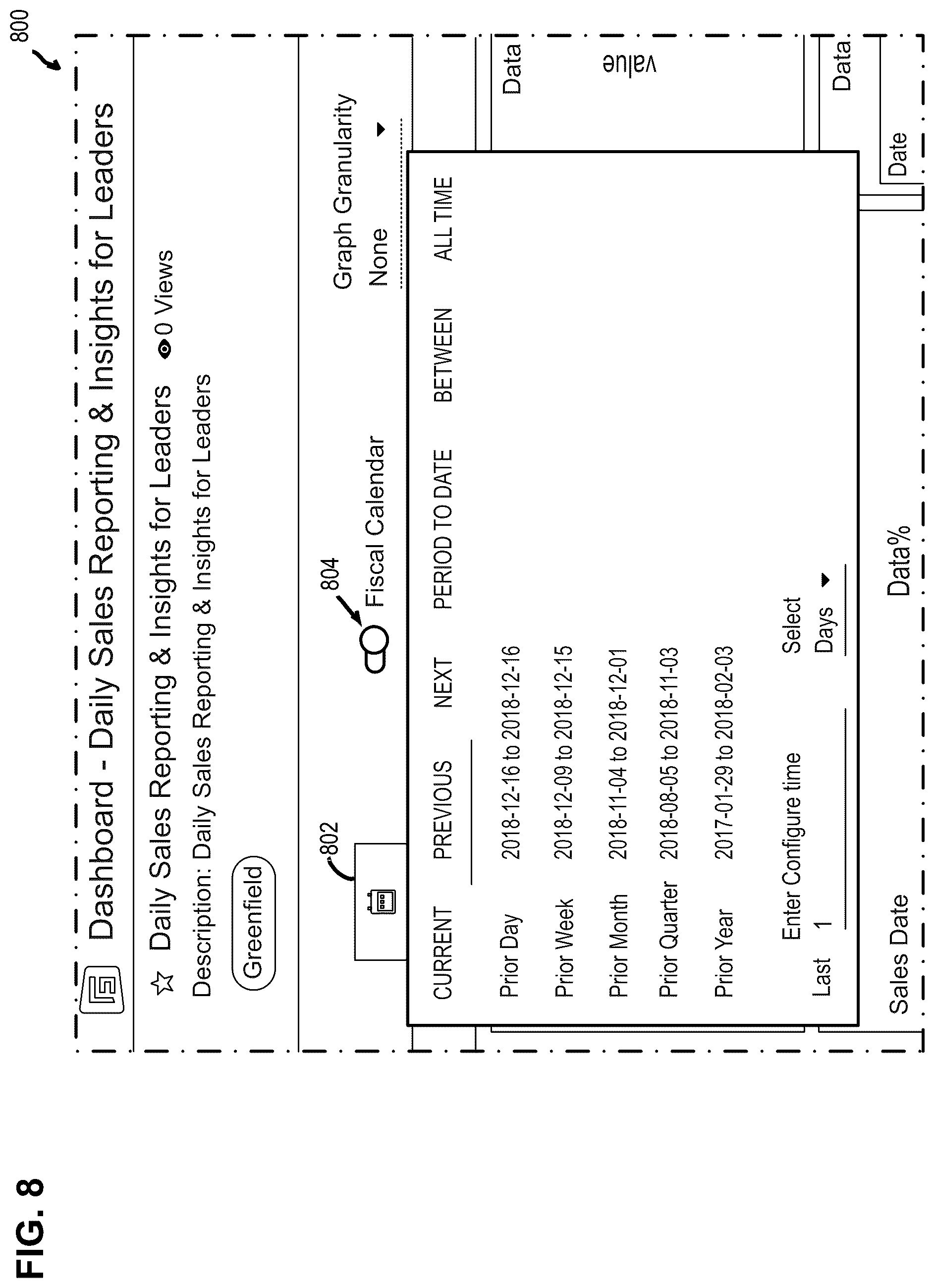 Patent US11847170 Figure 8 – Data visualization tool with guided visualization creation and secure publication features, and graphical user interface thereof