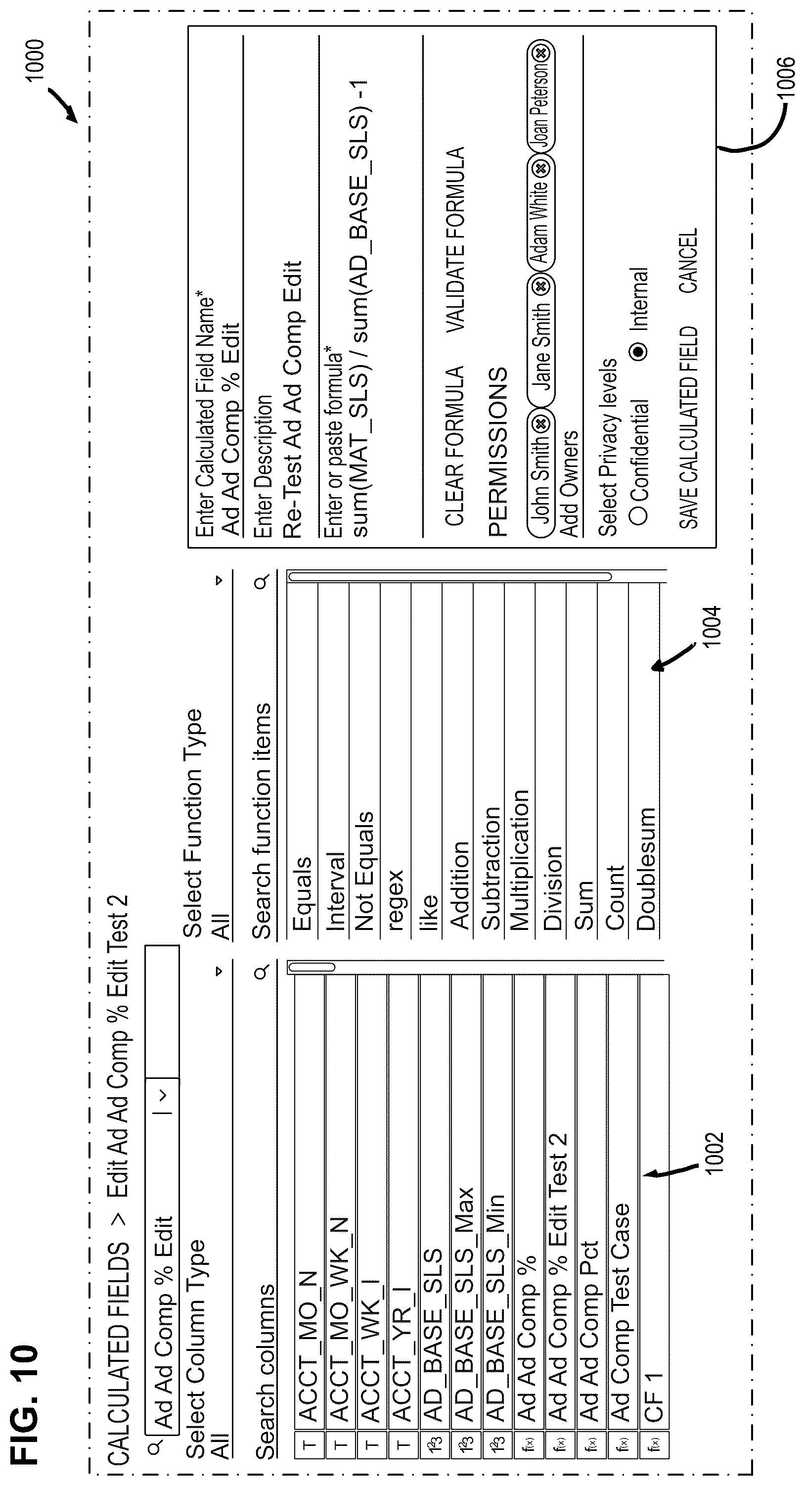 Patent US11847170 Figure 10 – Data visualization tool with guided visualization creation and secure publication features, and graphical user interface thereof