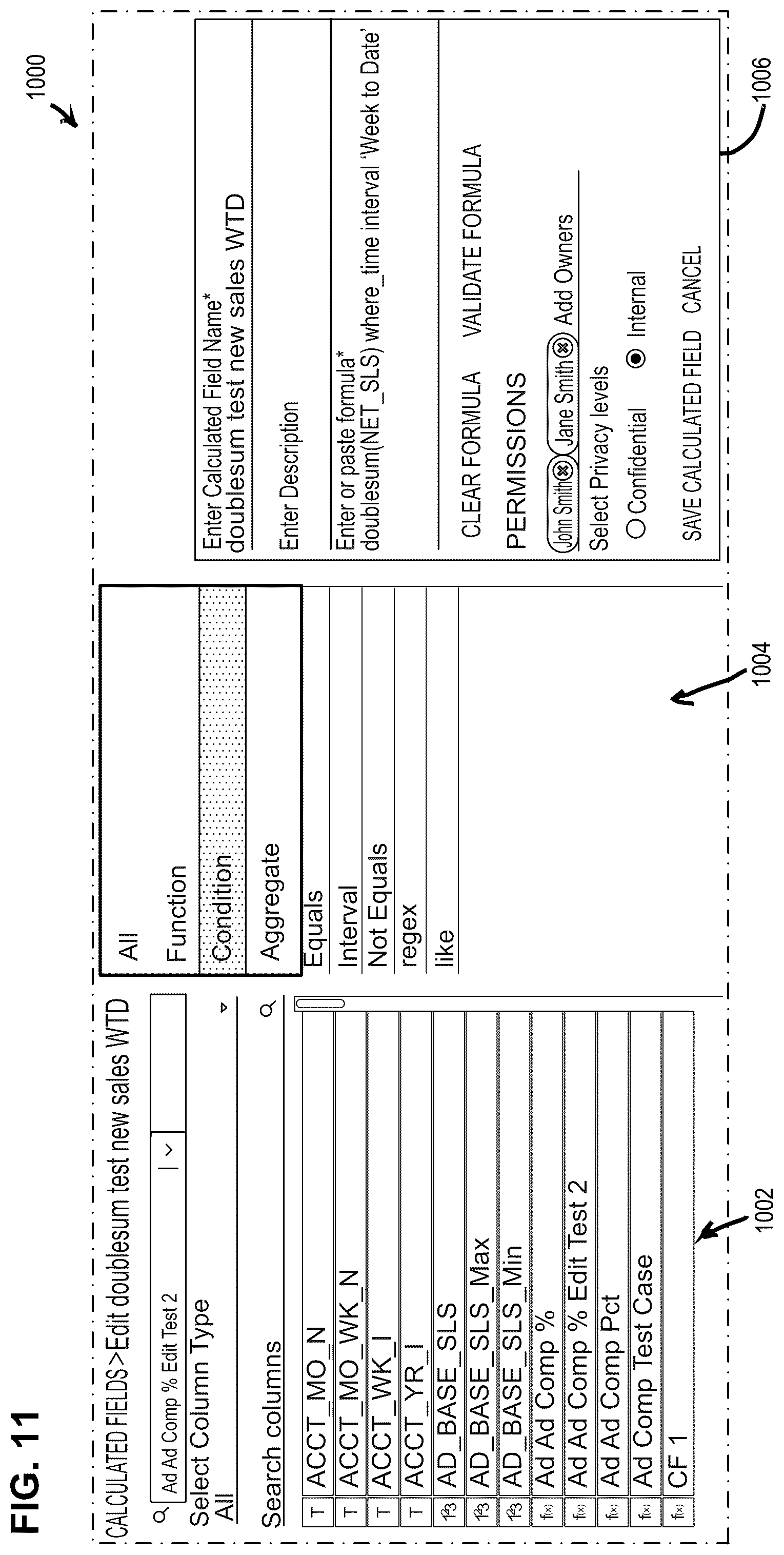 Patent US11847170 Figure 11 – Data visualization tool with guided visualization creation and secure publication features, and graphical user interface thereof