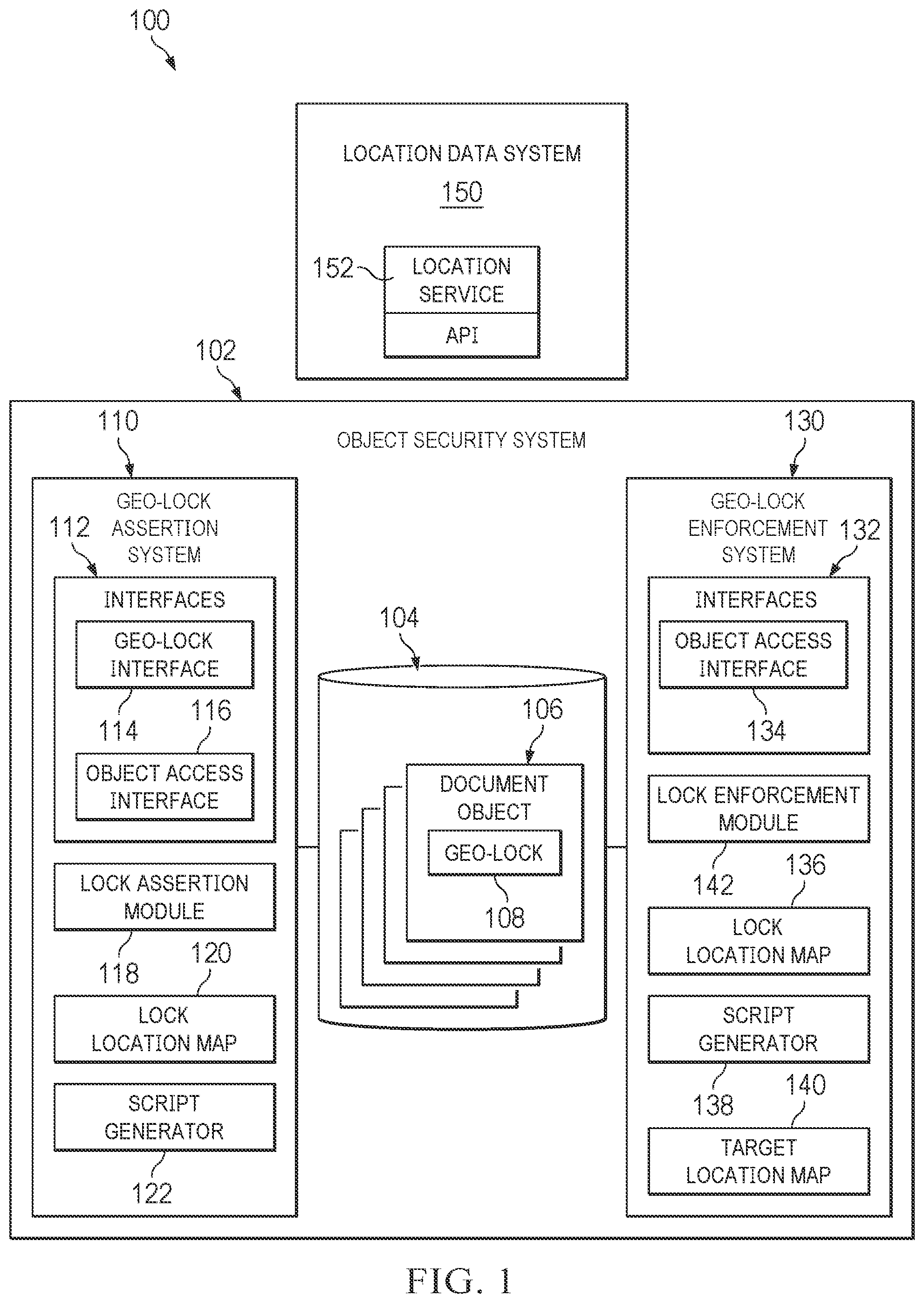 Patent US11847174 Figure 1 – System and method for geo-locked documents