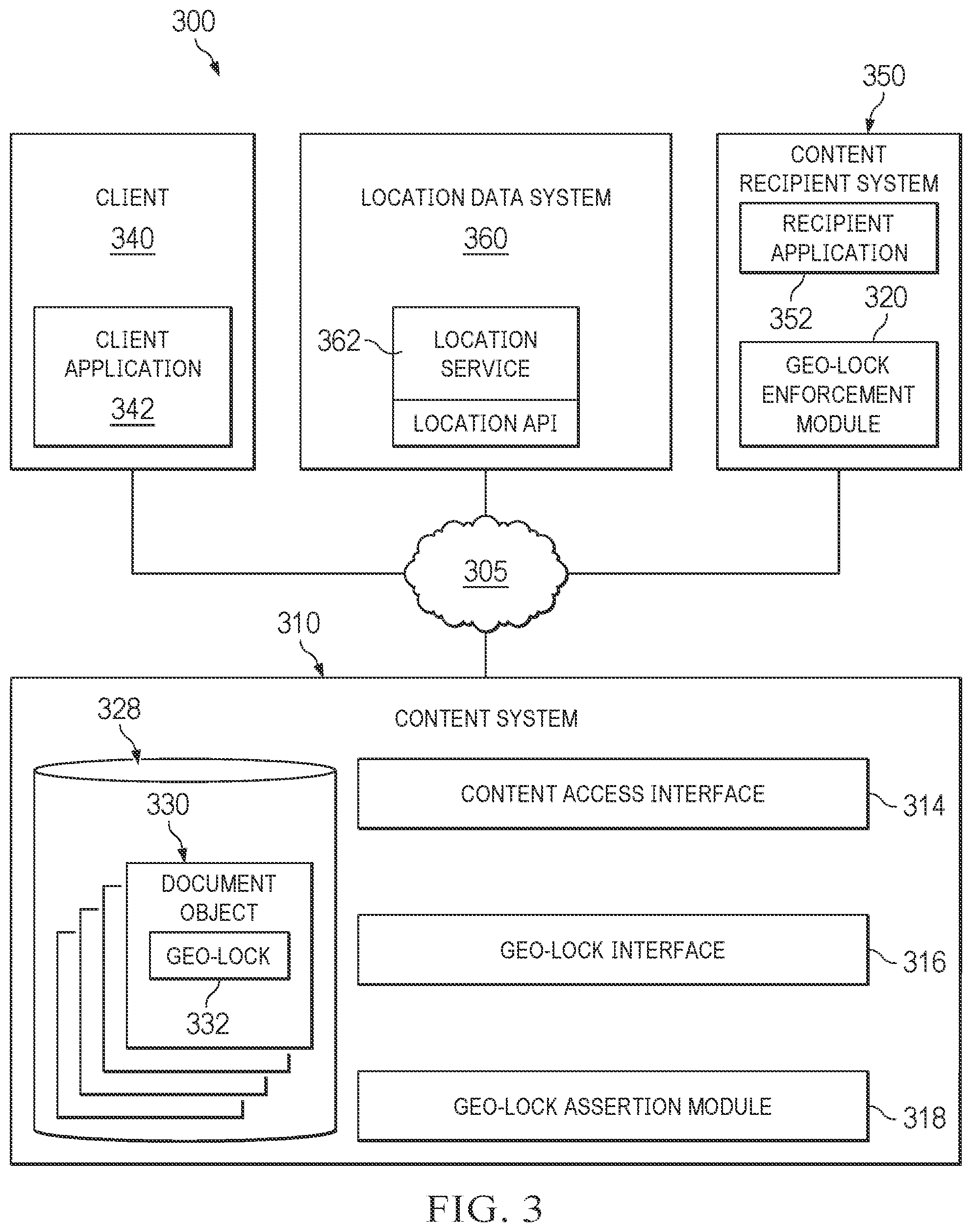 Patent US11847174 Figure 3 – System and method for geo-locked documents