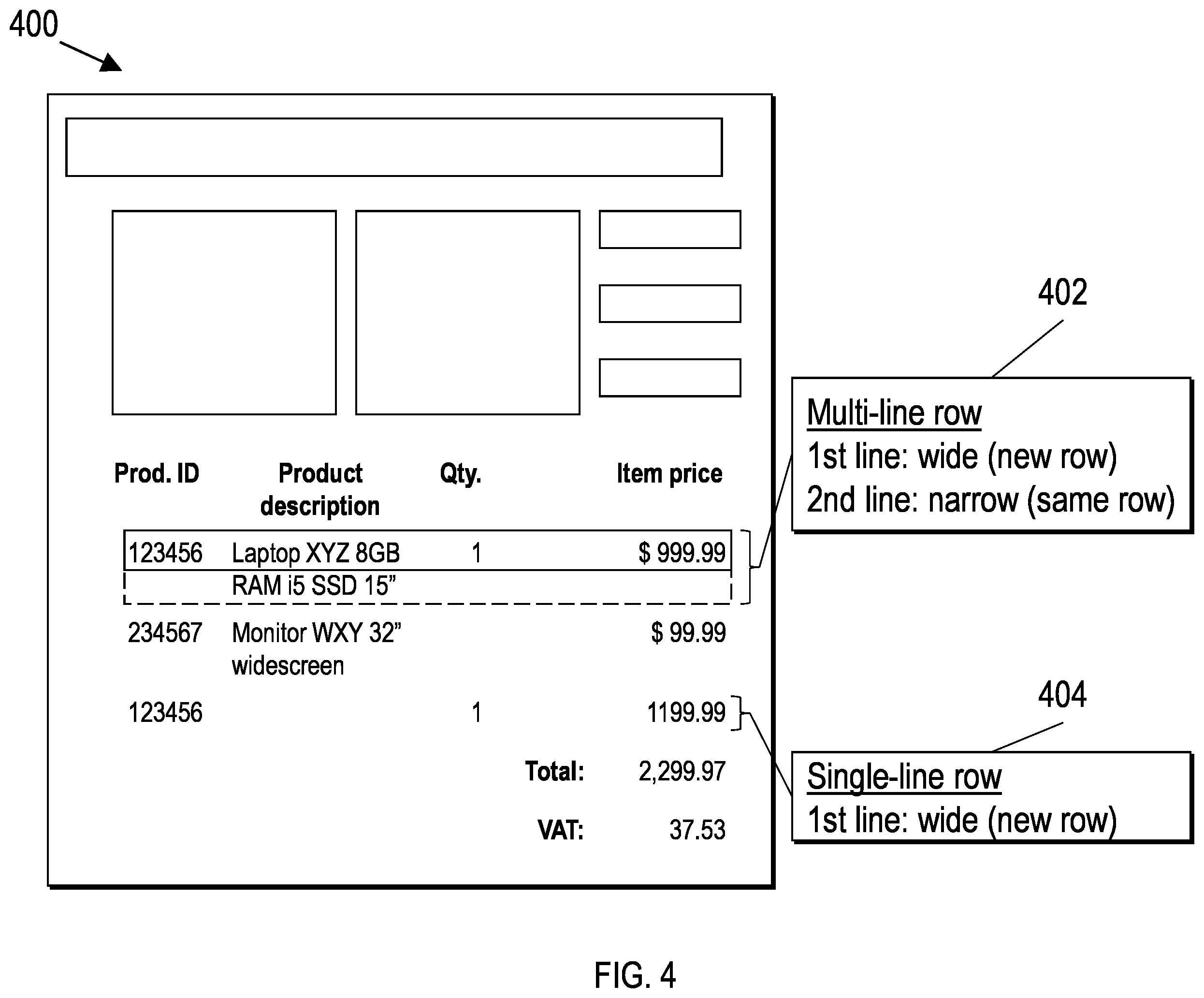Patent US11847175 Figure 4 – Table row identification using machine learning