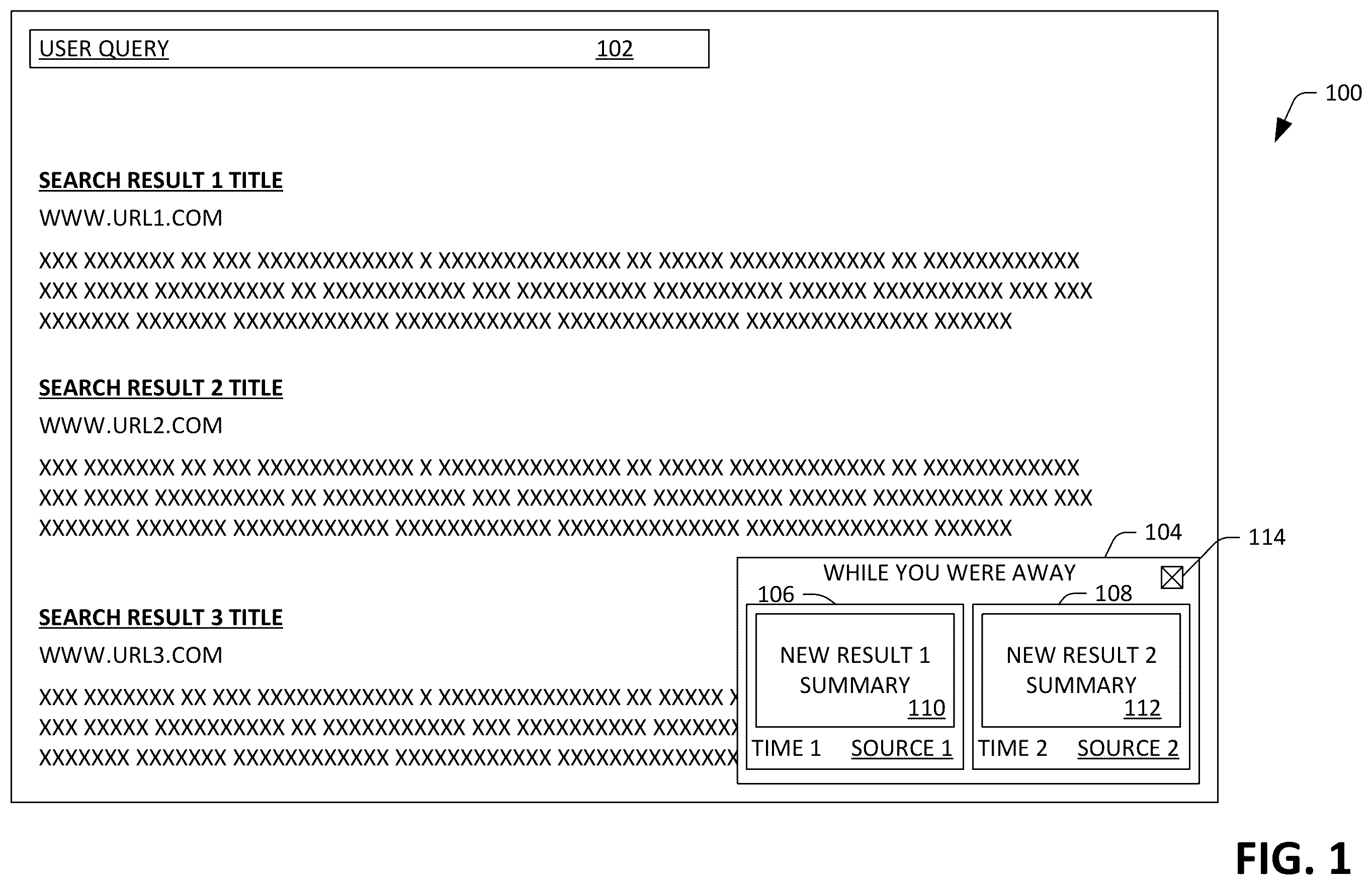 Patent US11847181 Figure 1 – Updating a search page upon return of user focus