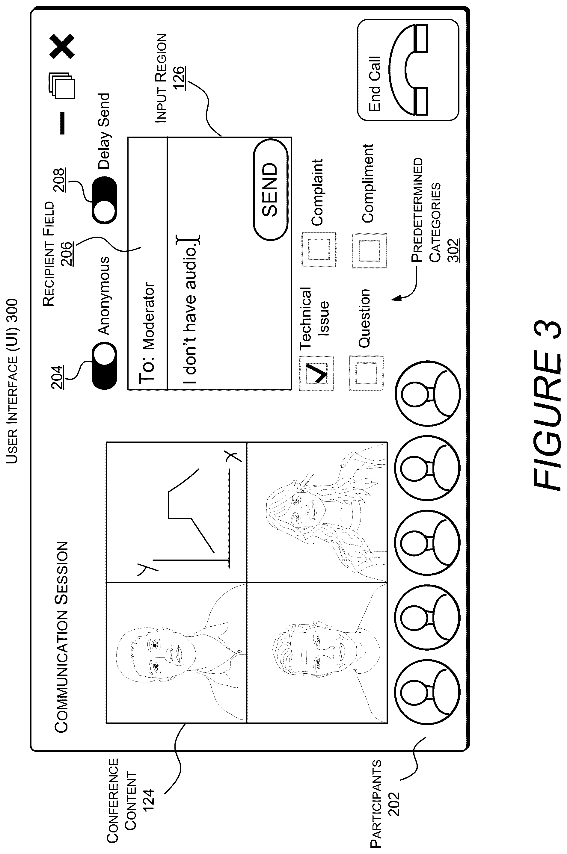 Patent US11847250 Figure 3 – Controlling disclosure of identities in communication sessions