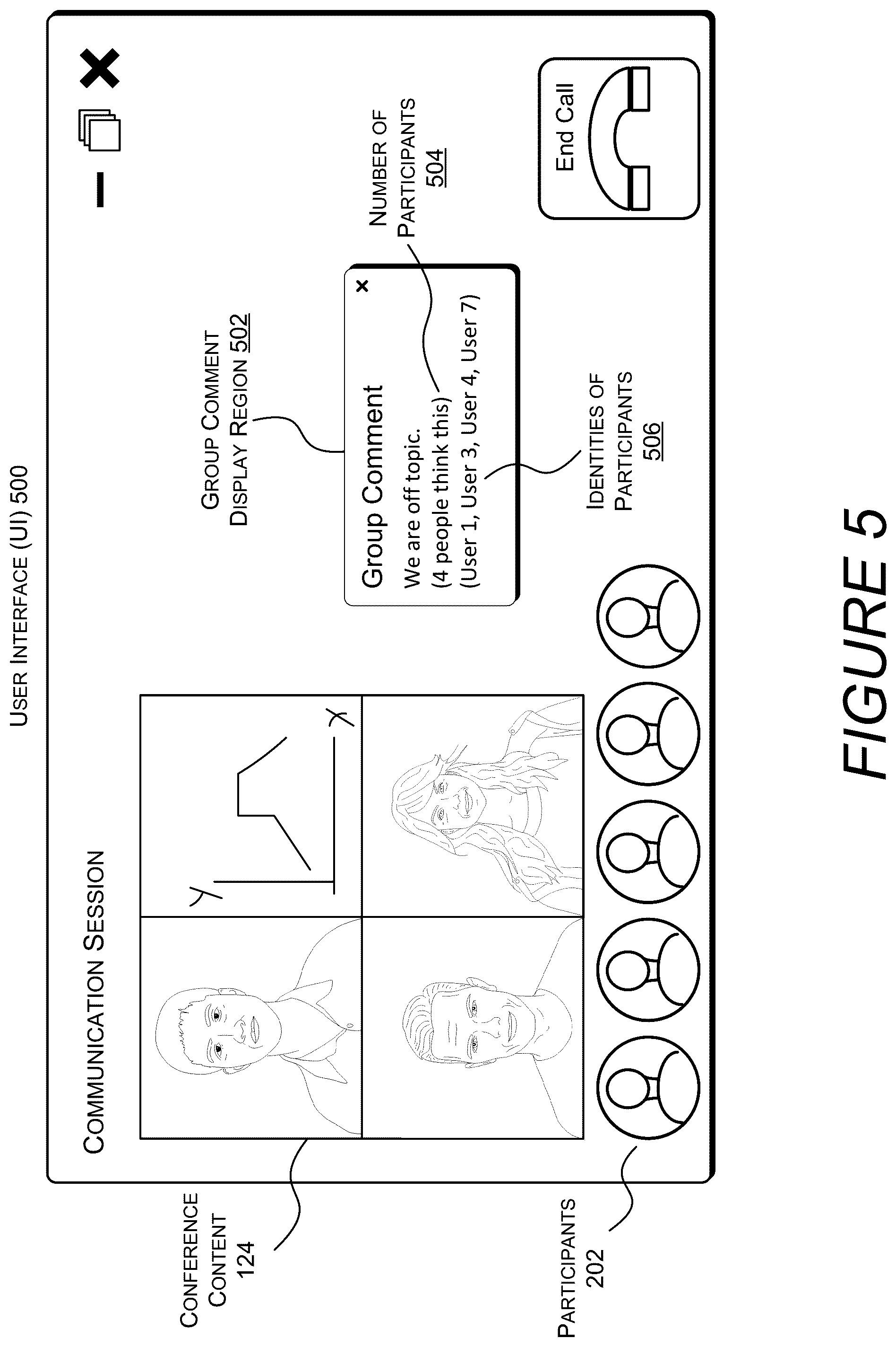 Patent US11847250 Figure 5 – Controlling disclosure of identities in communication sessions