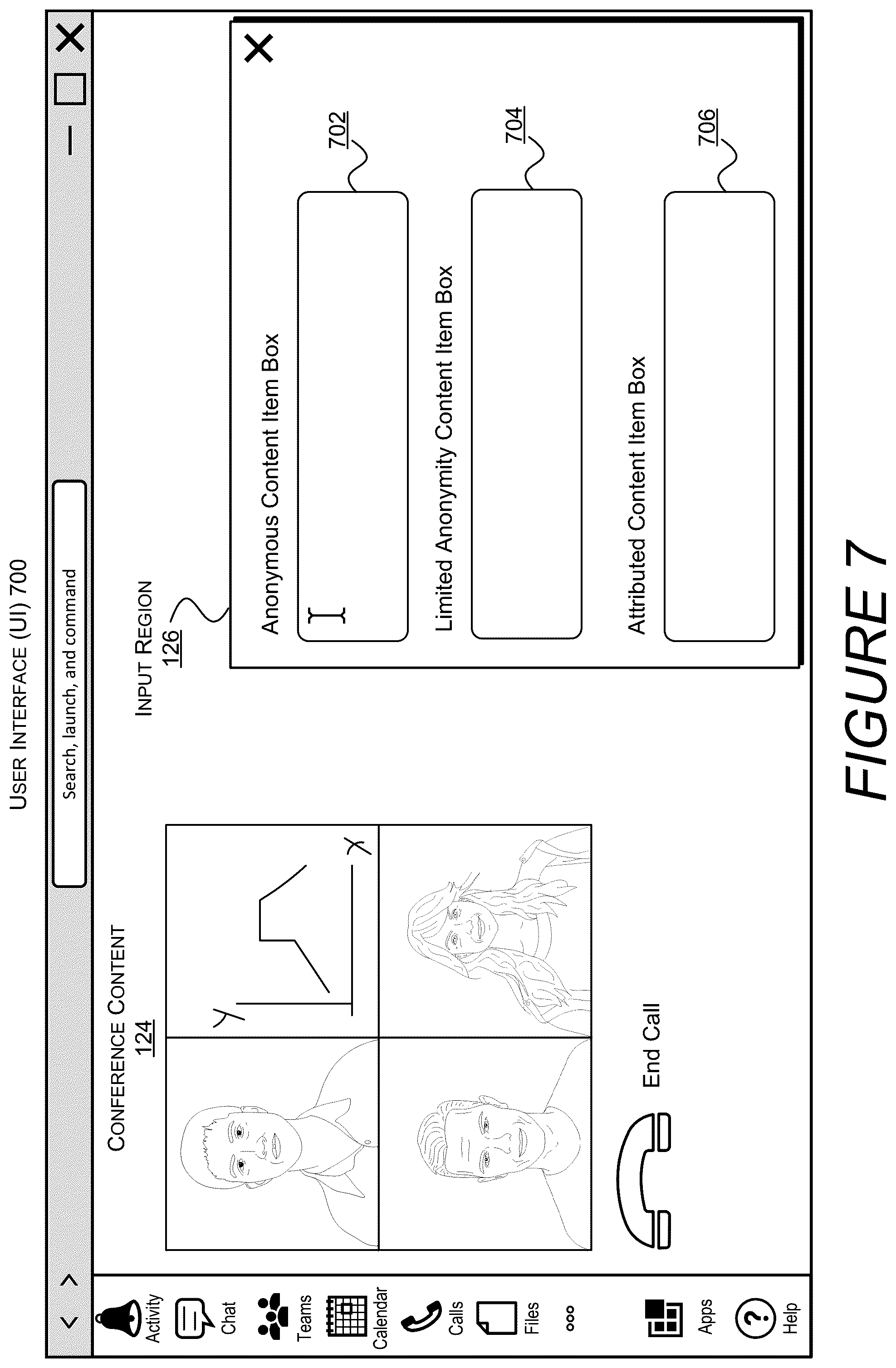 Patent US11847250 Figure 7 – Controlling disclosure of identities in communication sessions