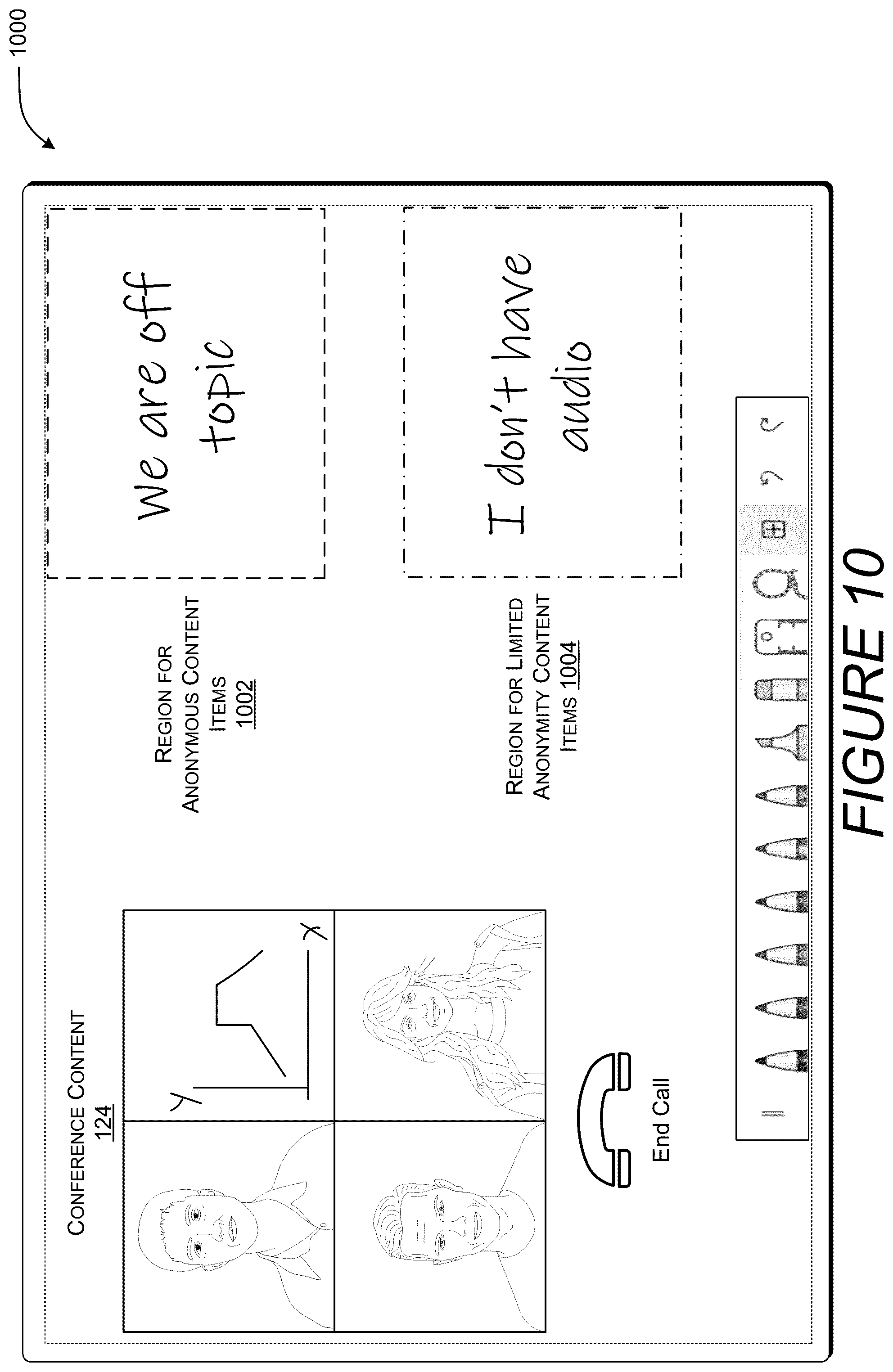Patent US11847250 Figure 10 – Controlling disclosure of identities in communication sessions