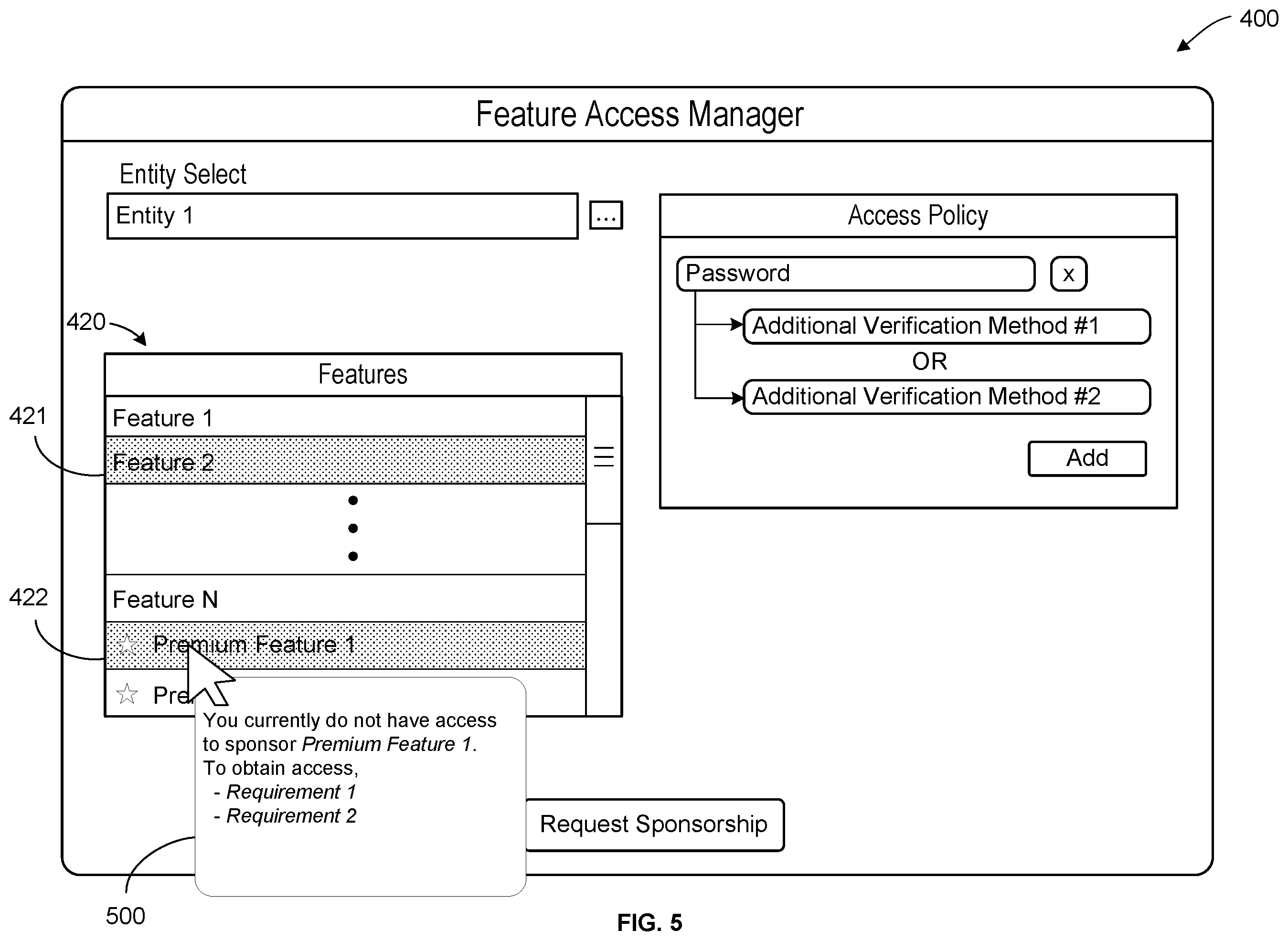 Patent US11847252 Figure 4 – Feature access control in a digital transaction management platform