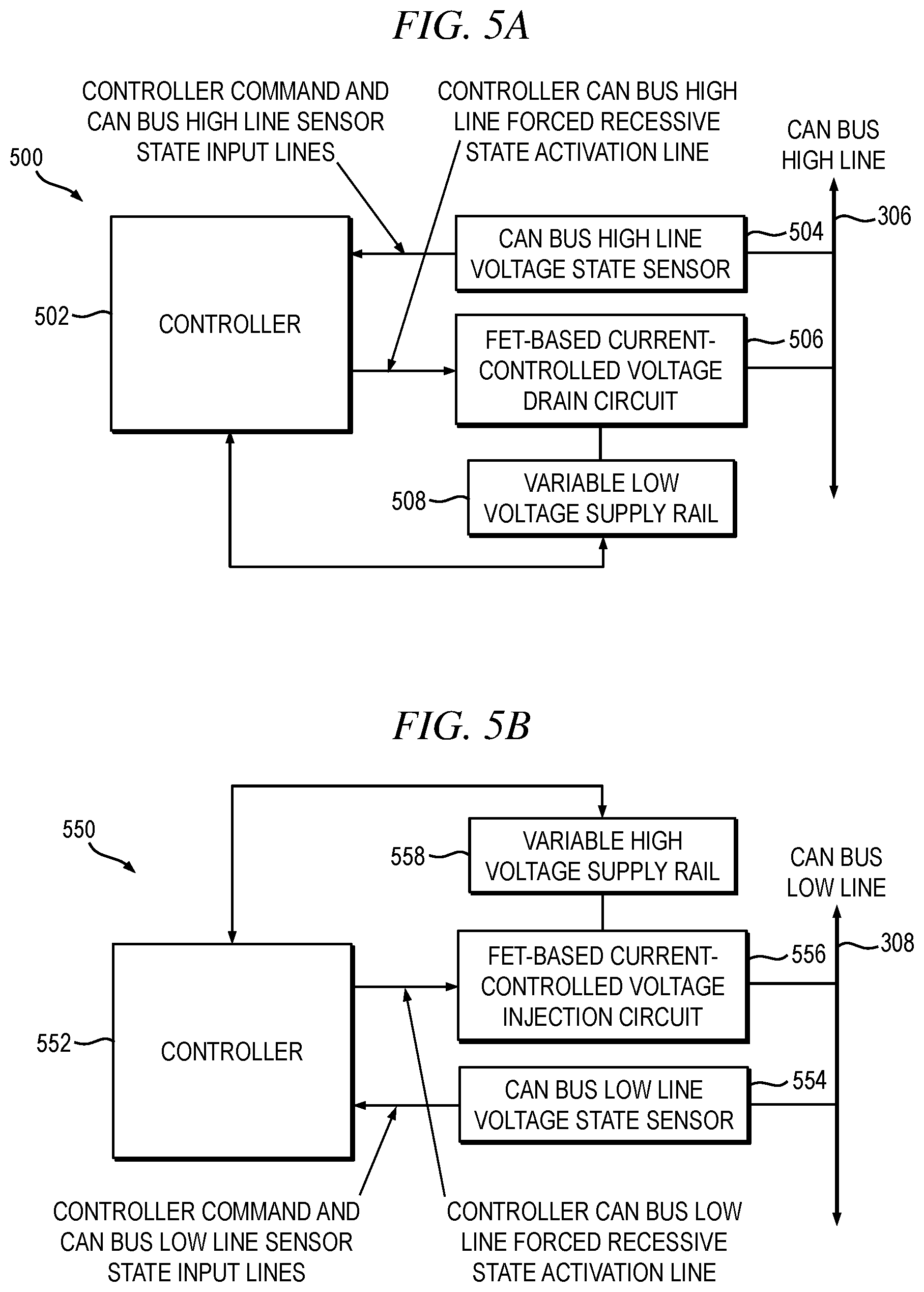 Patent US11847254 Figure 5 – Voltage override device for physical intrusion prevention on a data bus