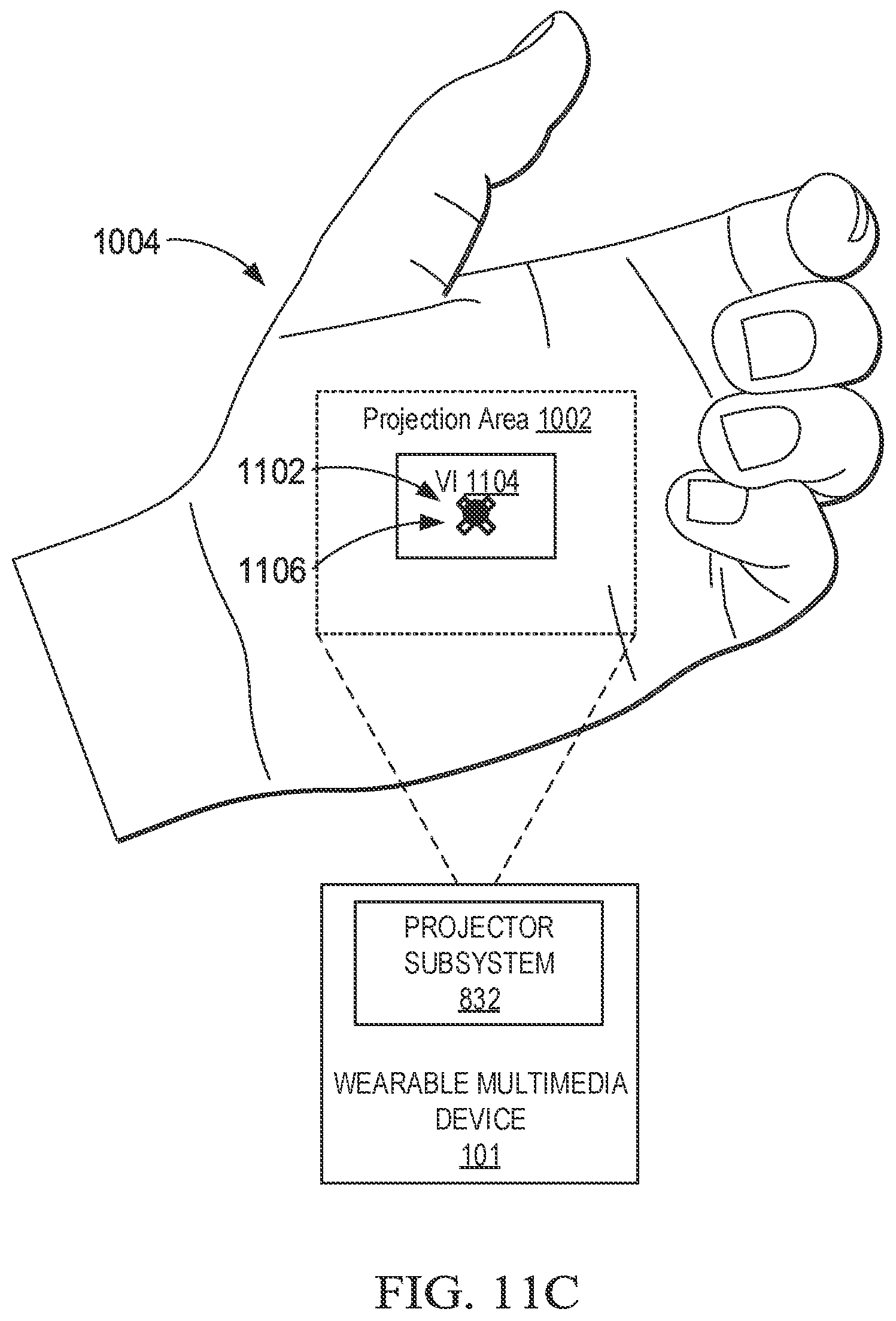 Patent US11847256 Figure 12 – Presenting and aligning laser projected virtual interfaces