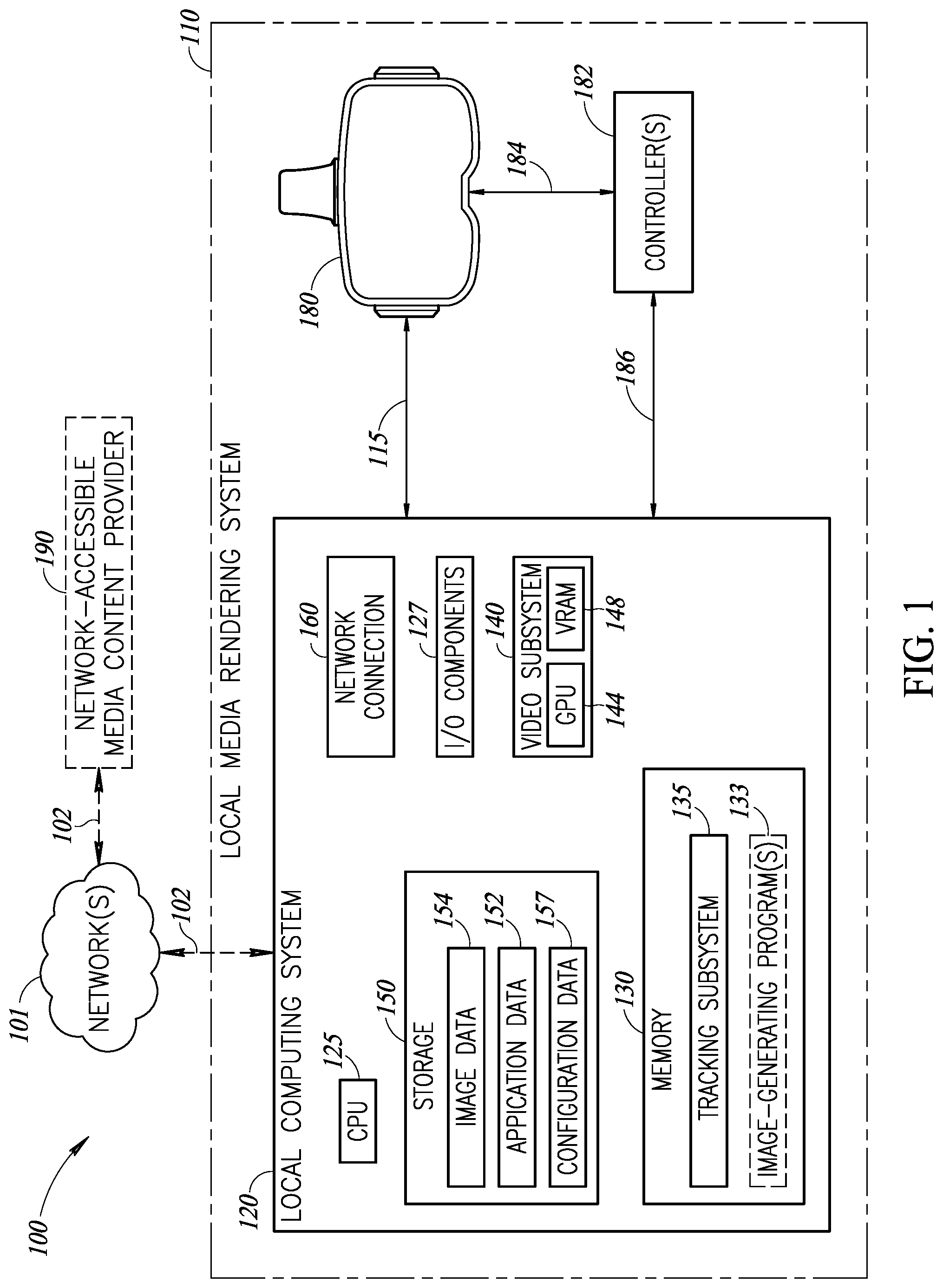Patent US11847257 Figure 1 – Position tracking system for head-mounted display systems