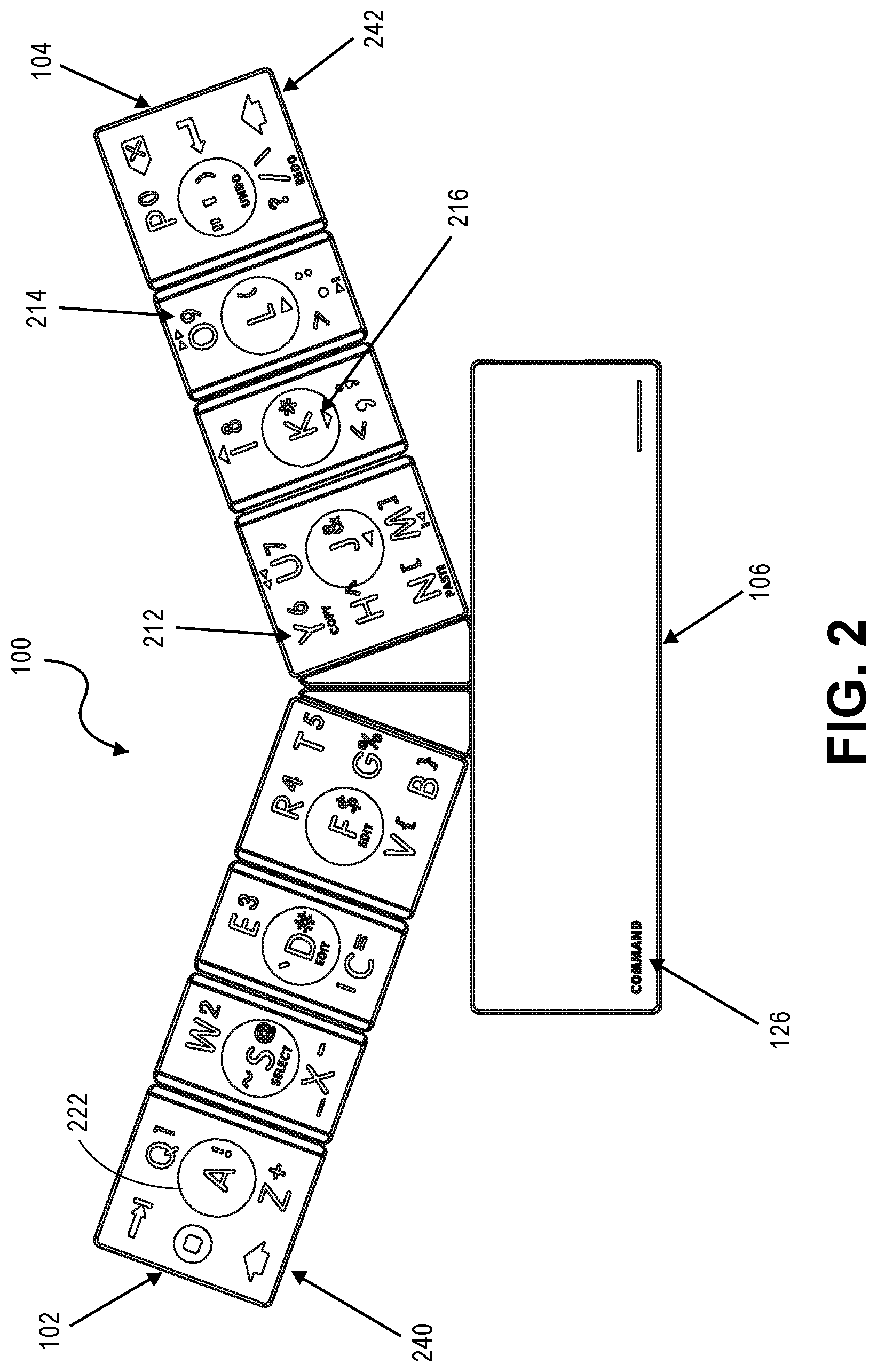 Patent US11847268 Figure 2 – Reprogramable multi-host, multi-character set keyboard