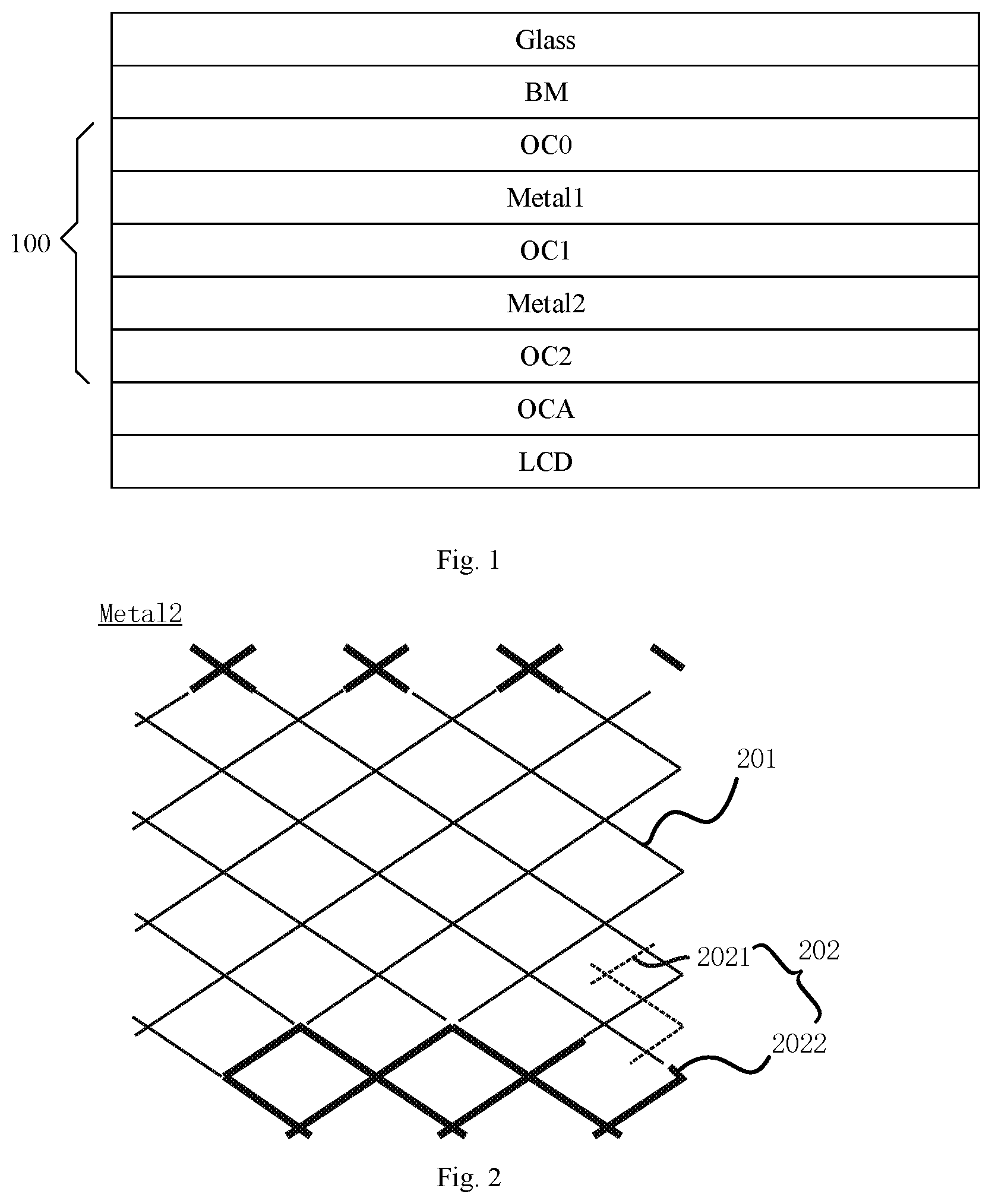 Patent US11847276 Figure 1 – Touch substrate and touch display device