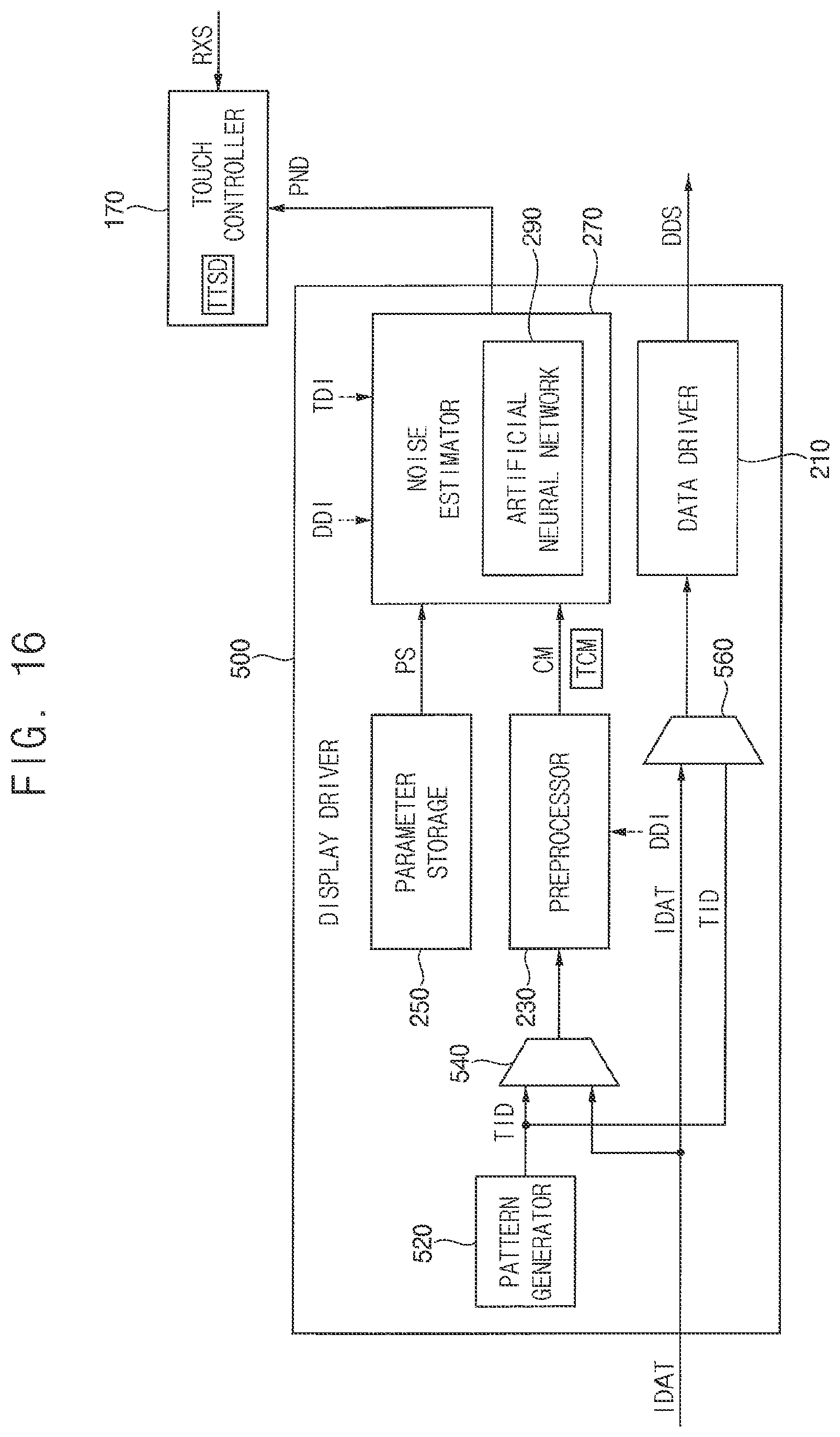 Patent US11847278 Figure 16 – Display device predicting noise for touch sensor and computing system
