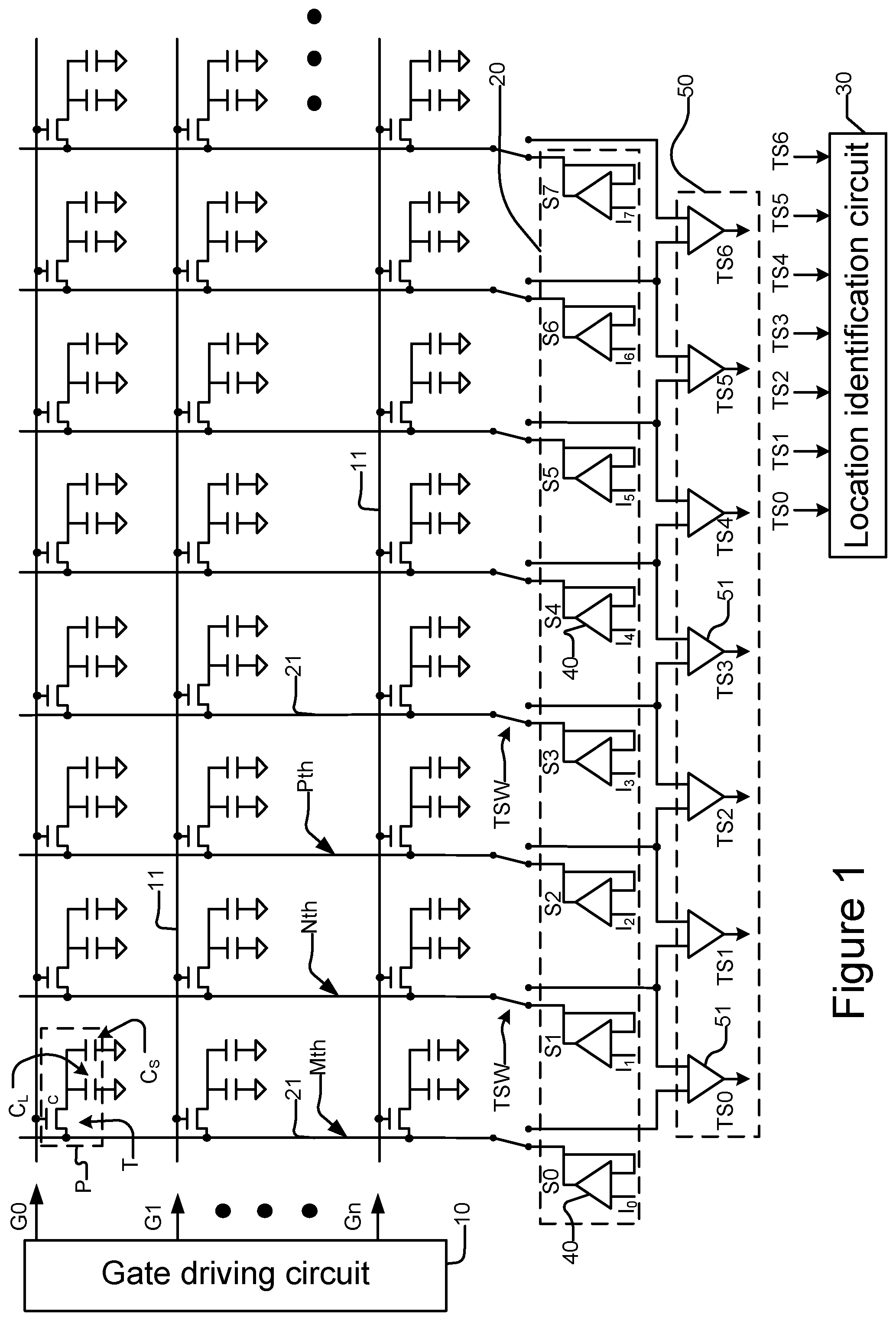 Patent US11847280 Figure 1 – Touch panel and touch detection circuit thereof