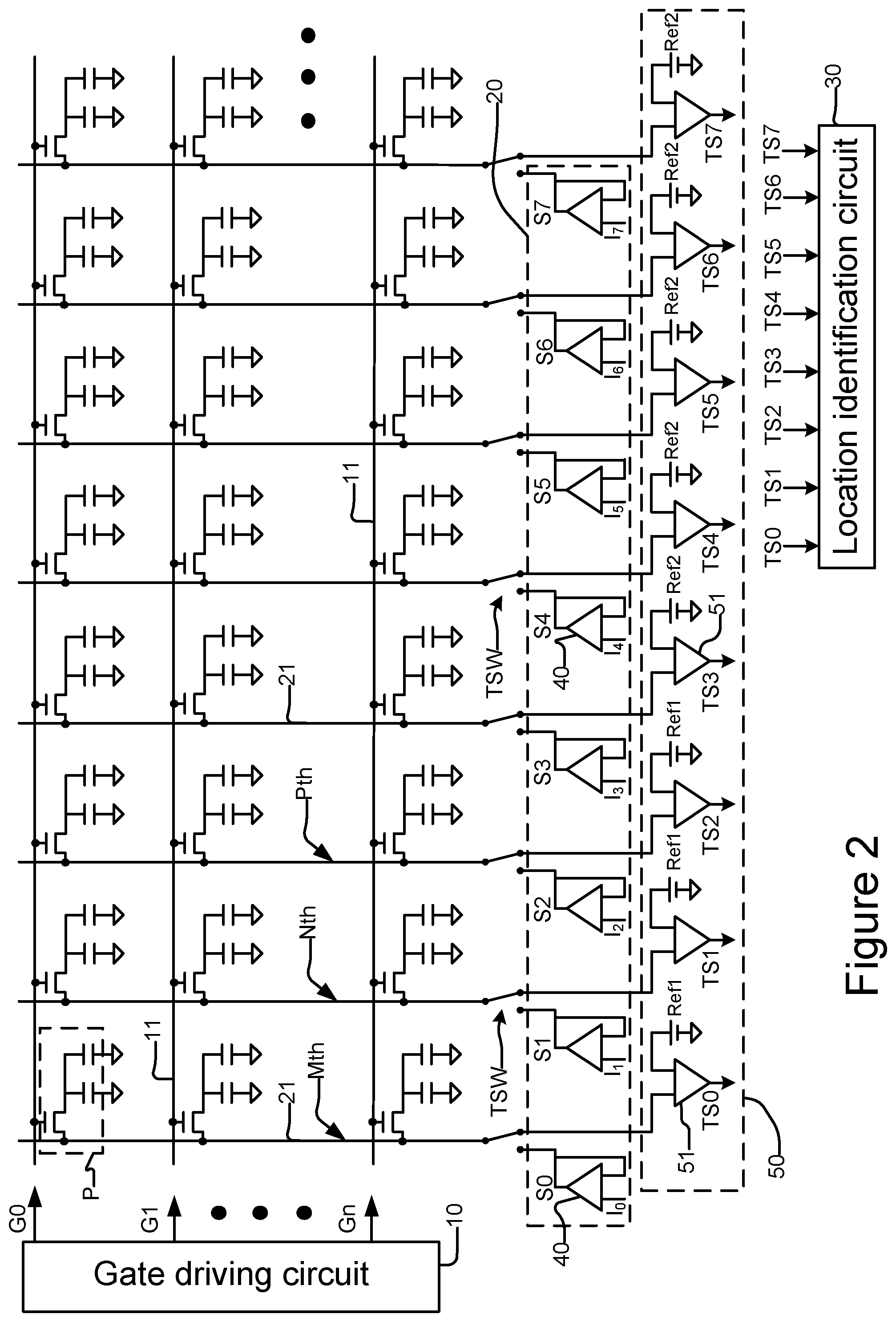 Patent US11847280 Figure 2 – Touch panel and touch detection circuit thereof