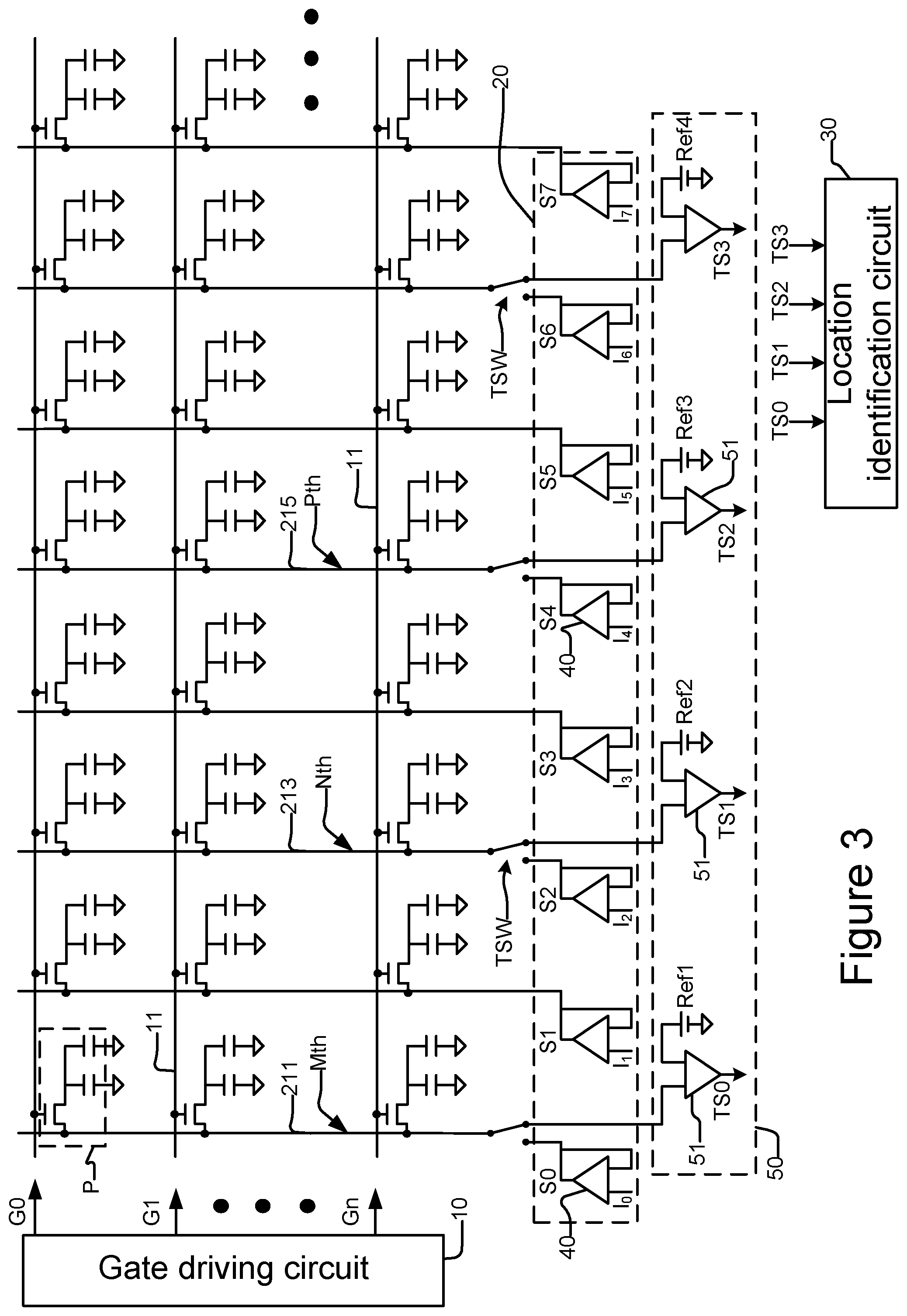 Patent US11847280 Figure 3 – Touch panel and touch detection circuit thereof