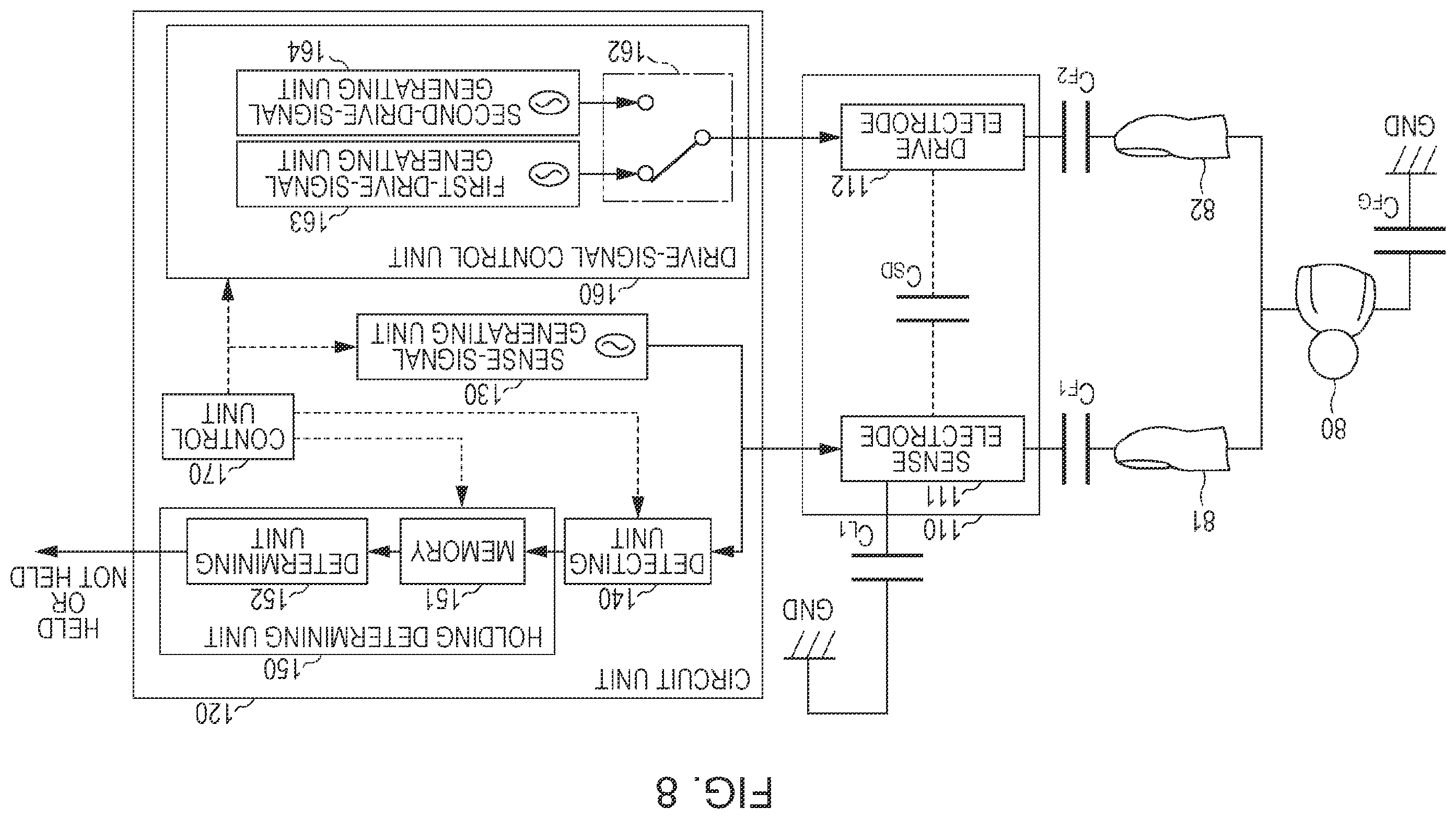 Patent US11847281 Figure 8 – Electrostatic-capacitance detection sensor