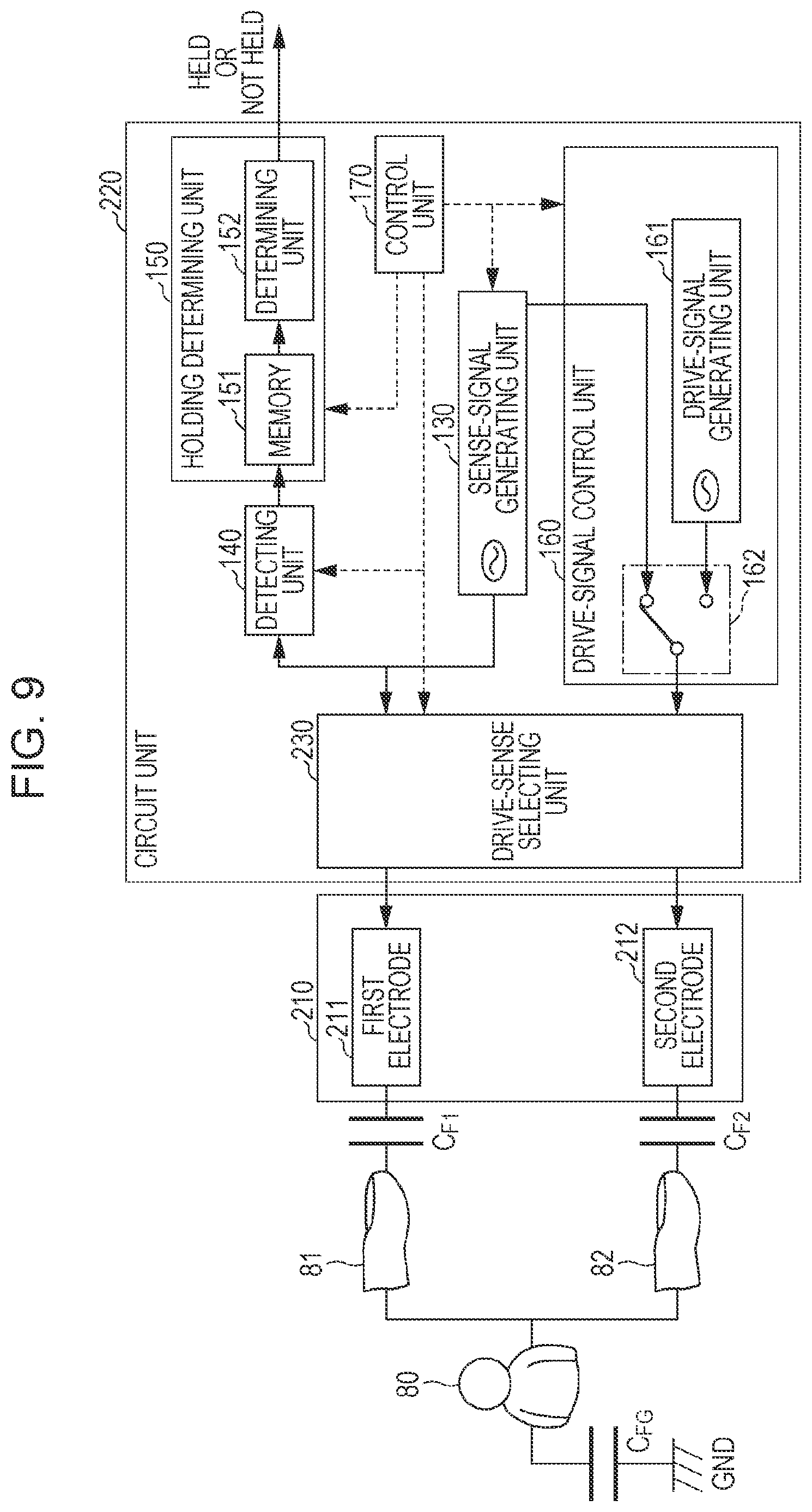 Patent US11847281 Figure 9 – Electrostatic-capacitance detection sensor