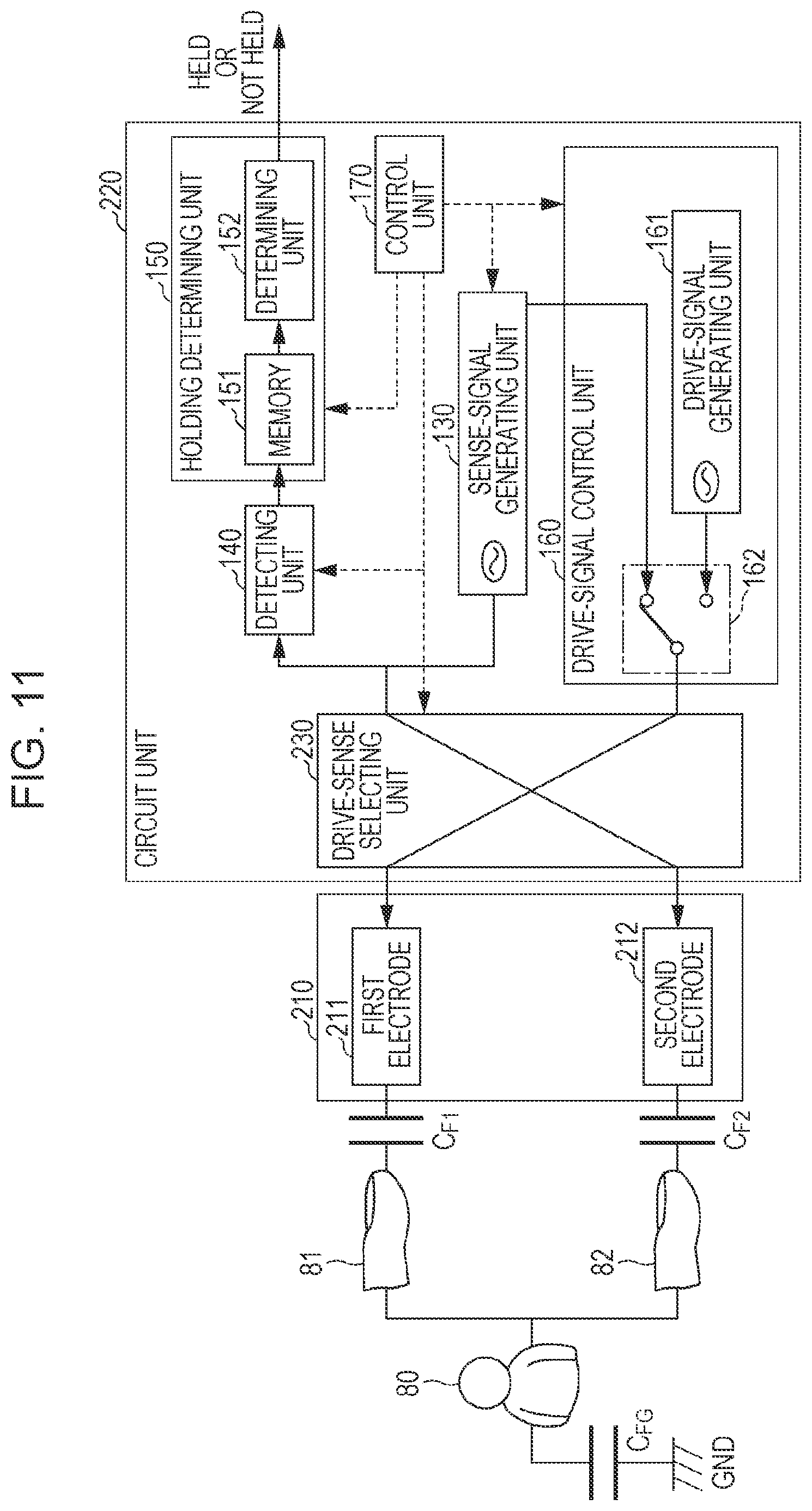 Patent US11847281 Figure 11 – Electrostatic-capacitance detection sensor