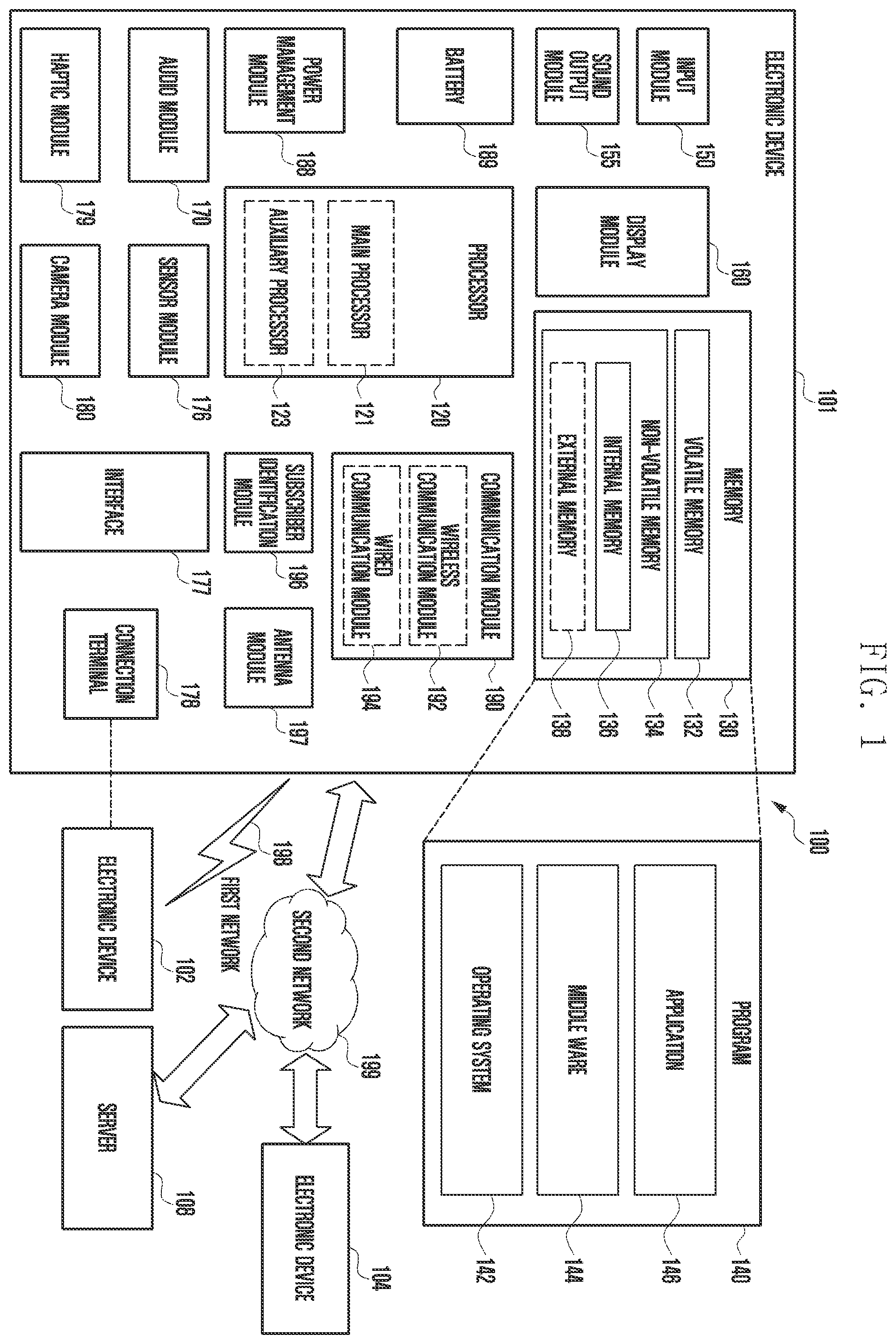 Patent US11847282 Figure 1 – Electronic device comprising pen input device and configured to reduce deterioration in antenna due to pen input device