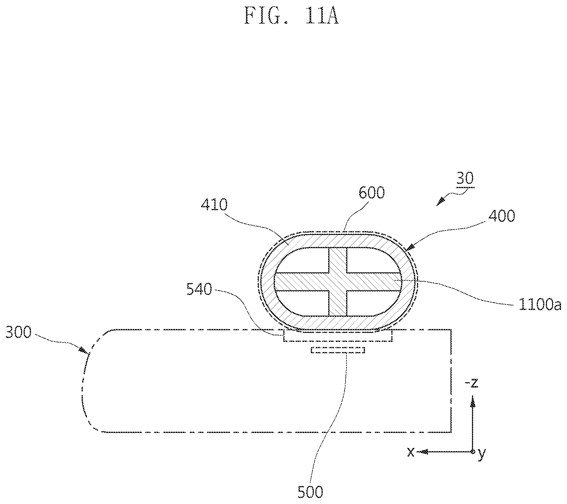 Patent US11847282 Figure 11 – Electronic device comprising pen input device and configured to reduce deterioration in antenna due to pen input device