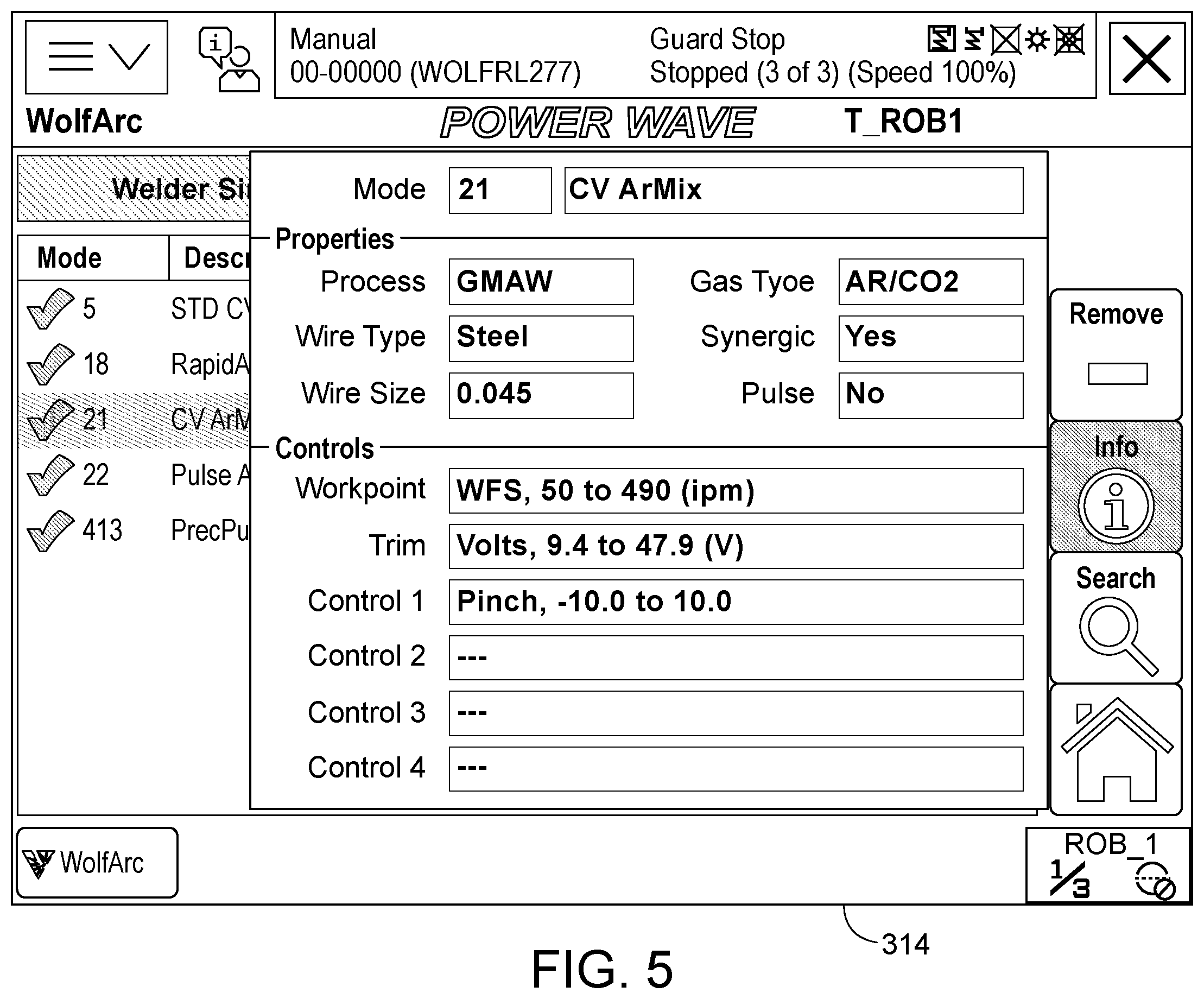 Patent US11847298 Figure 5 – User interface with real time pictograph representation of parameter settings
