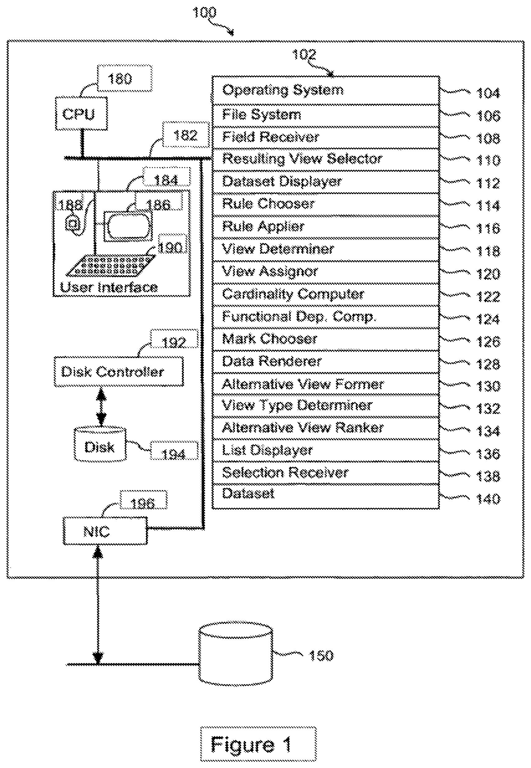 Patent US11847299 — Building a view of a dataset incrementally according to data types of user-selected data fields — Figure 1