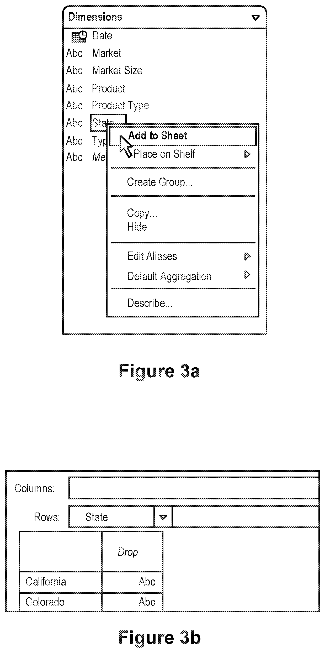 Patent US11847299 Figure 3 – Building a view of a dataset incrementally according to data types of user-selected data fields