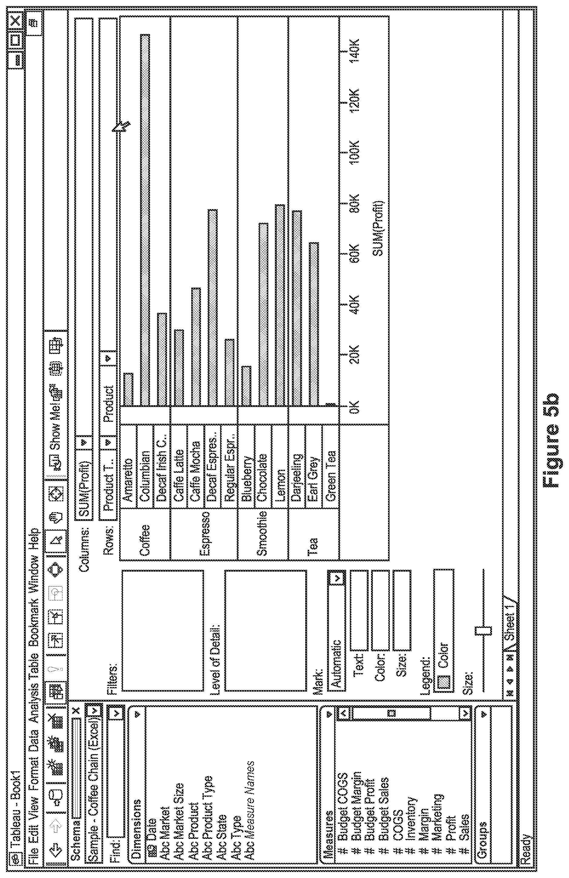 Patent US11847299 Figure 10 – Building a view of a dataset incrementally according to data types of user-selected data fields