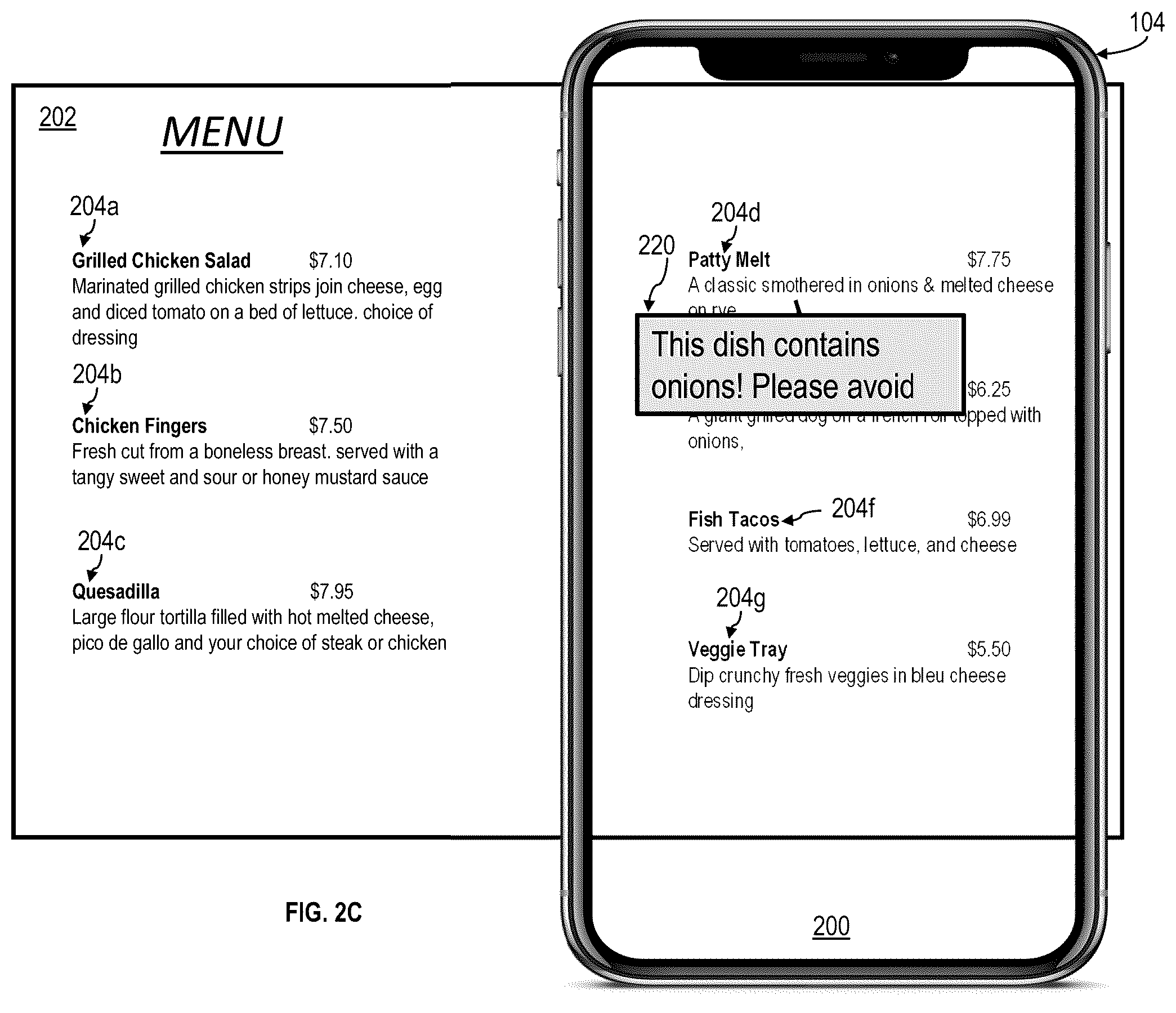 Patent US11847303 Figure 4 – User interface for depicting informational elements for selectable items
