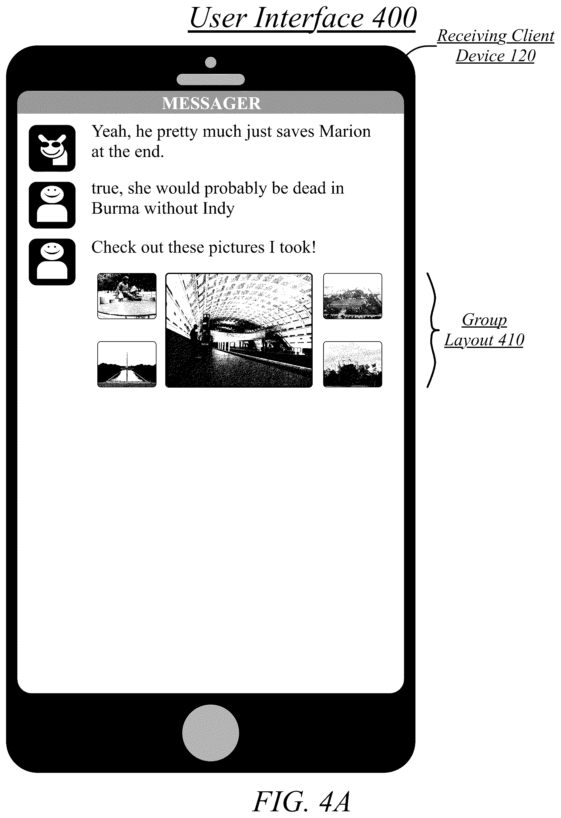 Patent US11847304 Figure 4 – Techniques for media album display and management