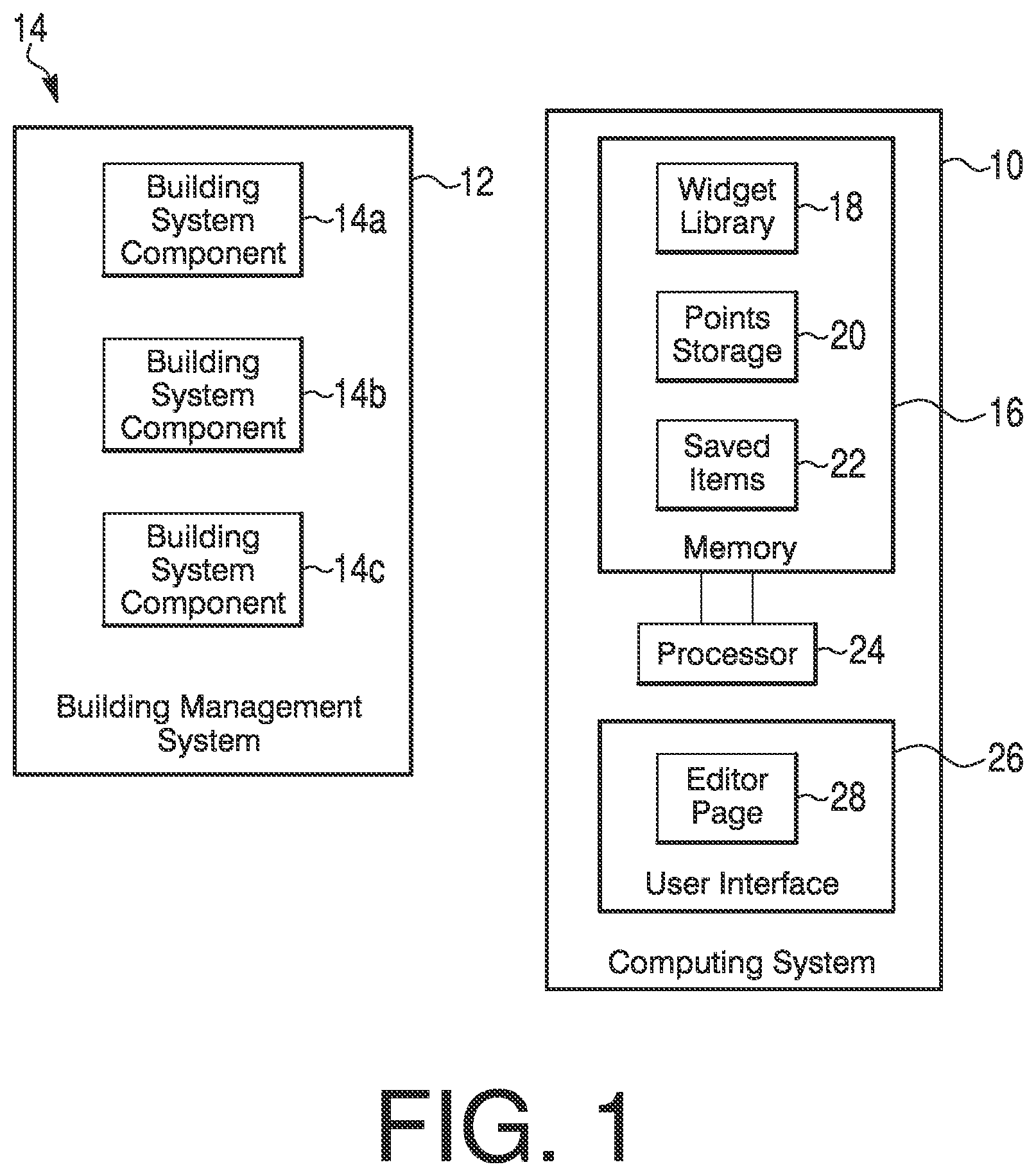 Patent US11847310 Figure 1 – System and method for auto binding graphics to components in a building management system