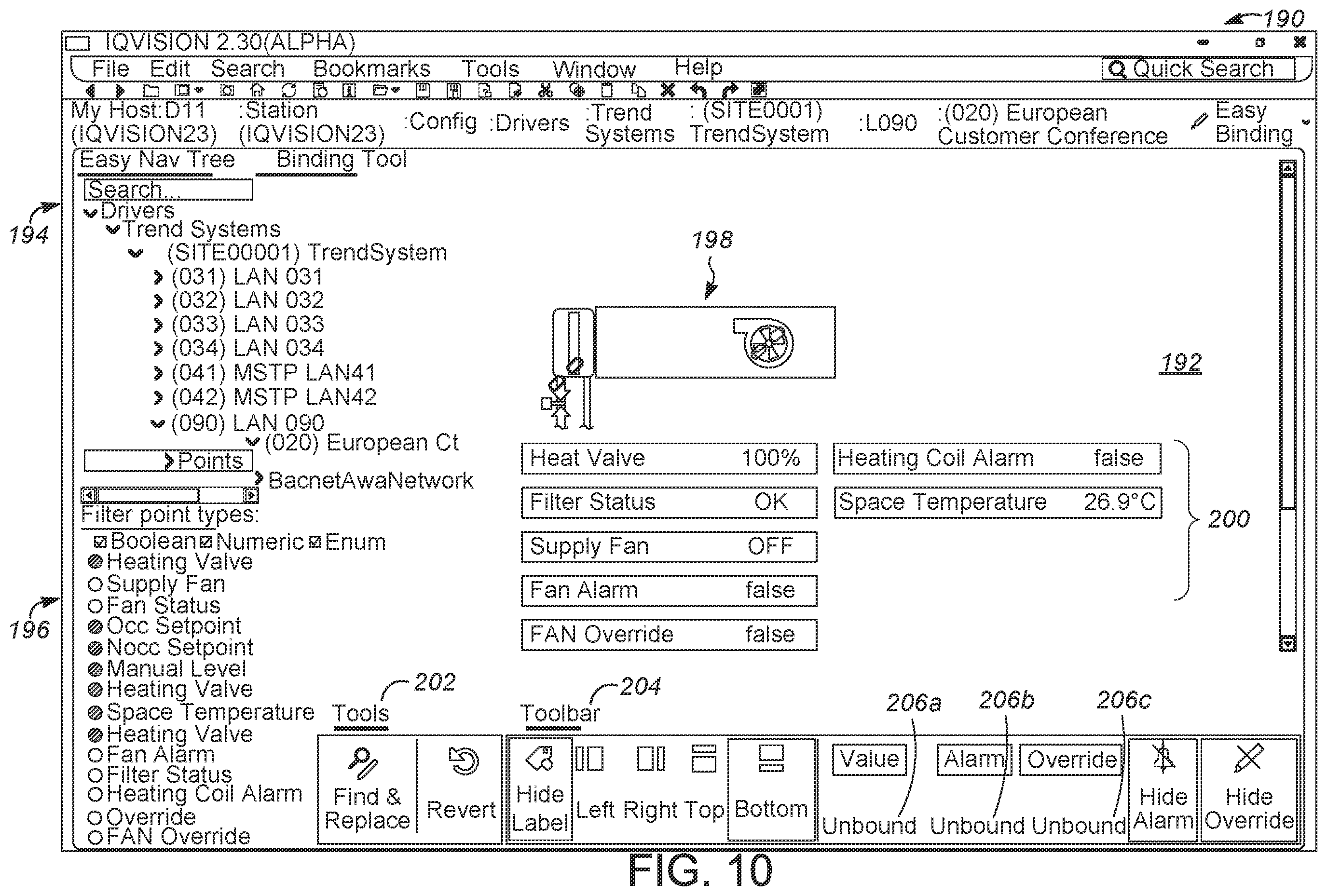 Patent US11847310 Figure 10 – System and method for auto binding graphics to components in a building management system