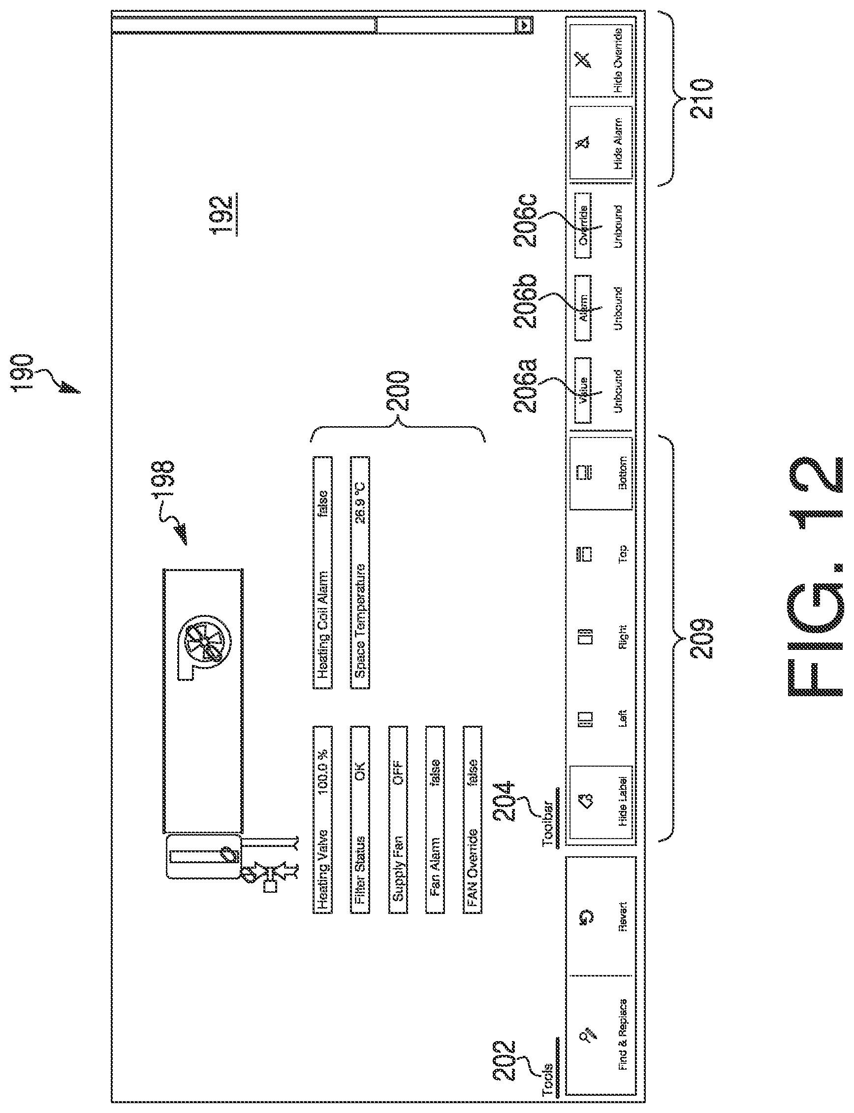 Patent US11847310 Figure 12 – System and method for auto binding graphics to components in a building management system