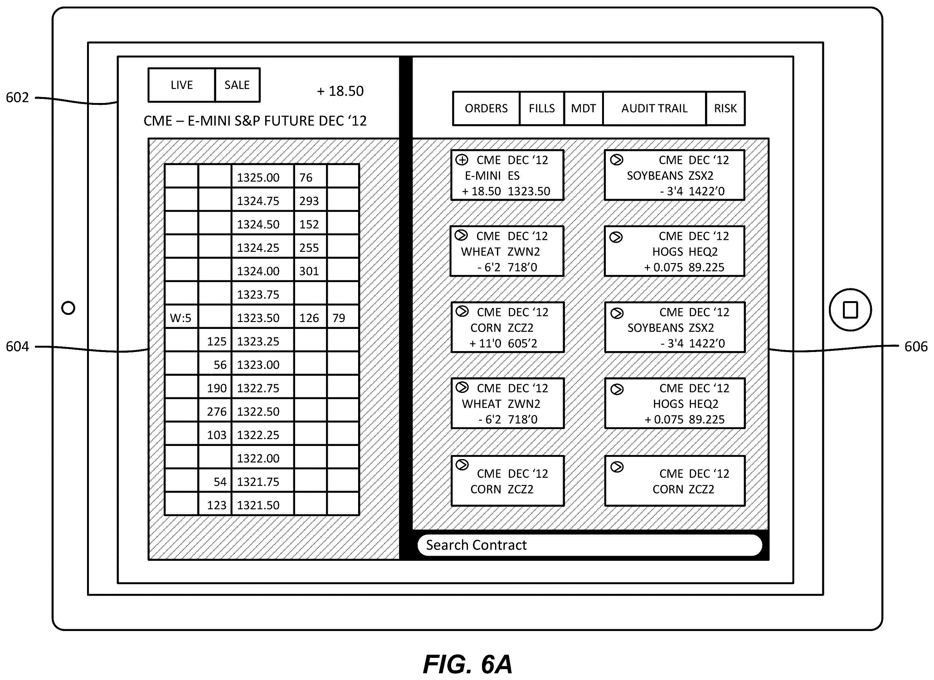 Patent US11847315 Figure 6 – Methods and apparatus to enable a trading device to accept a user input
