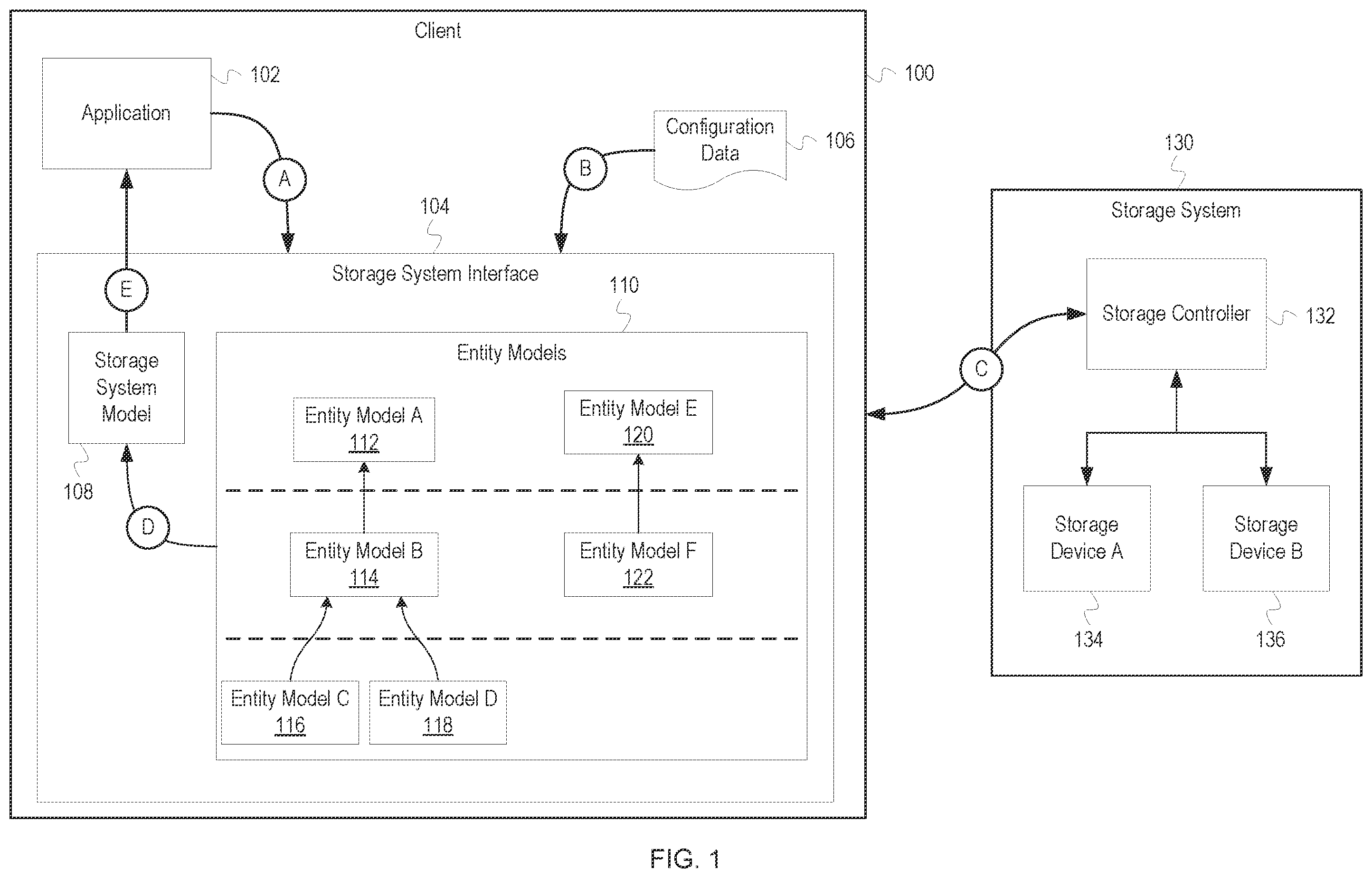 Patent US11847319 Figure 1 – Storage system interface