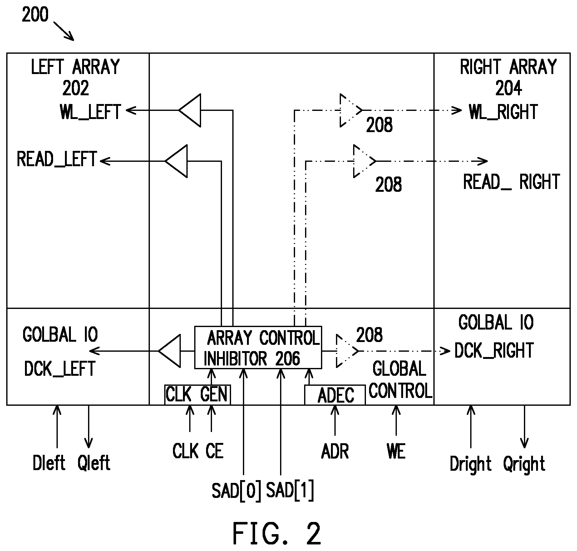 Patent US11847345 Figure 2 – Memory circuit including an array control inhibitor