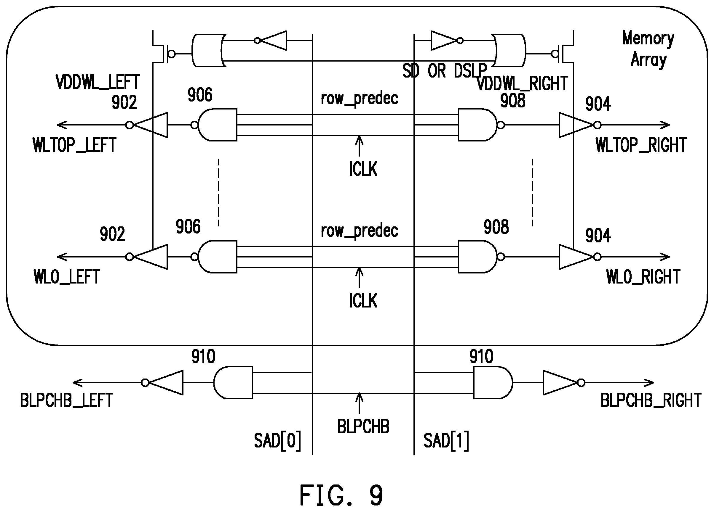 Patent US11847345 Figure 9 – Memory circuit including an array control inhibitor