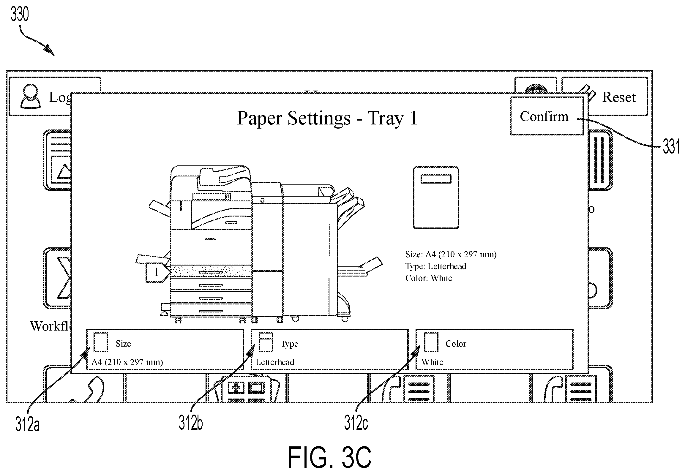 Patent US11847366 Figure 5 – Reserving a tray for a user for special media printing