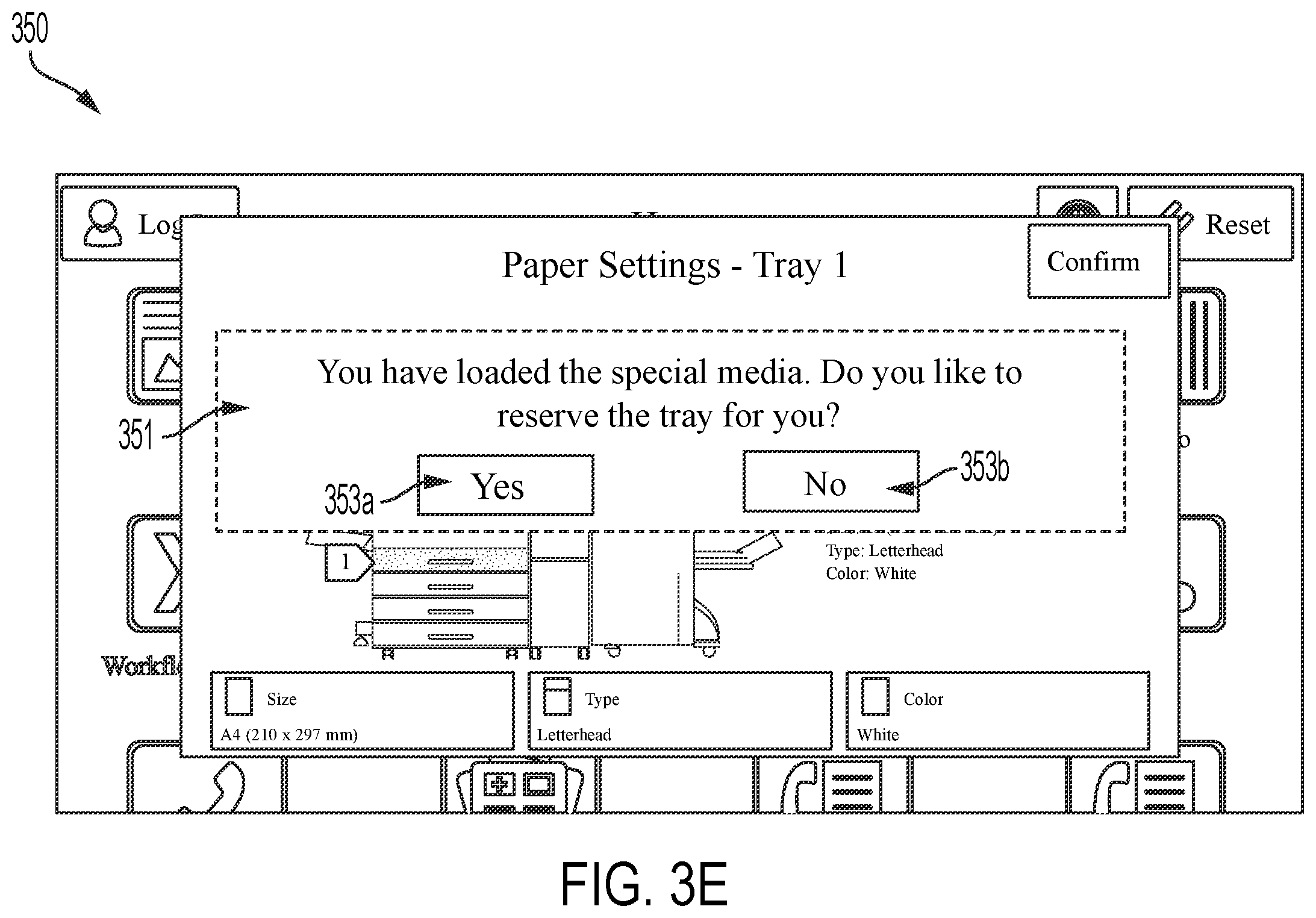 Patent US11847366 Figure 7 – Reserving a tray for a user for special media printing