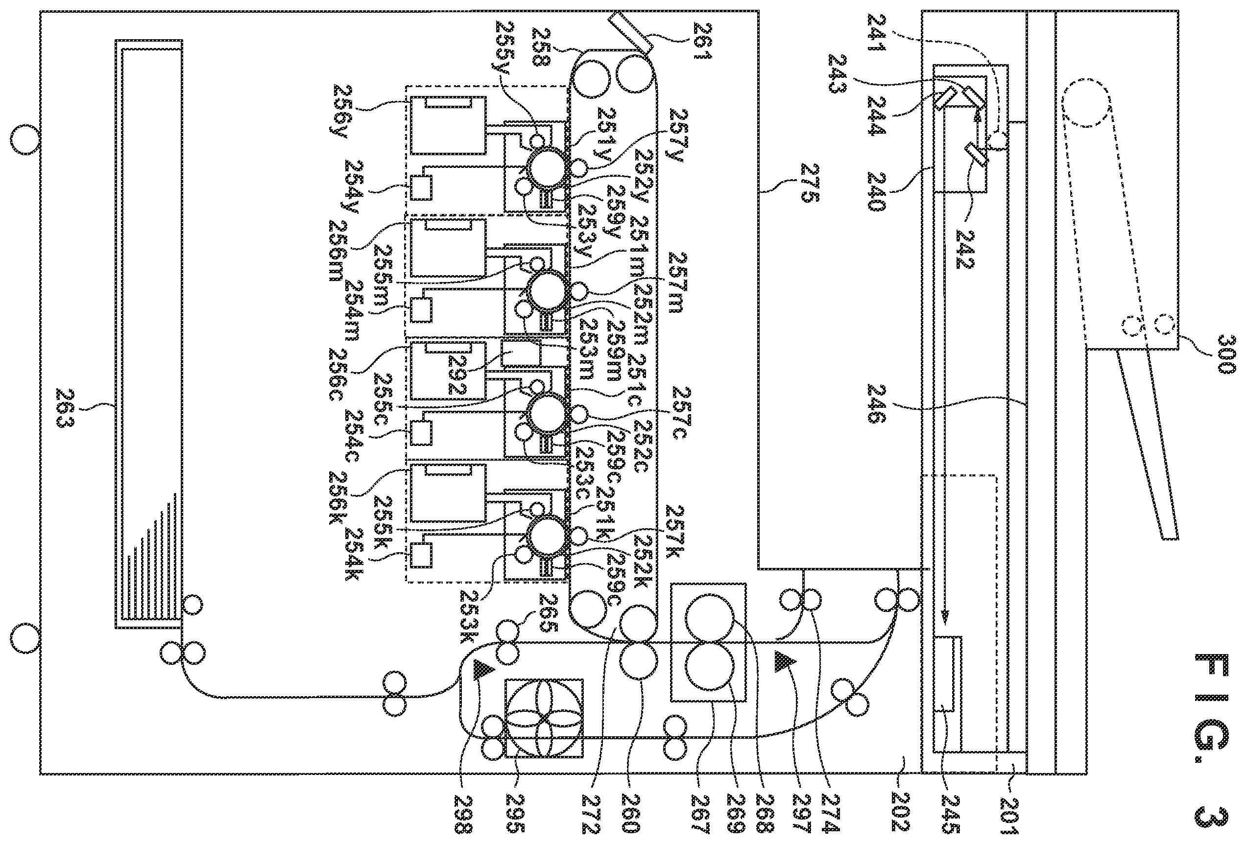 Patent US11847367 Figure 3 – Printing system, method of controlling printing system, and storage medium comprising a projection unit that projects an image, accept a request to print a projected image, determining whether or not printing based on a captured image of the image projected is possible and restrict or permit printing based on the determination