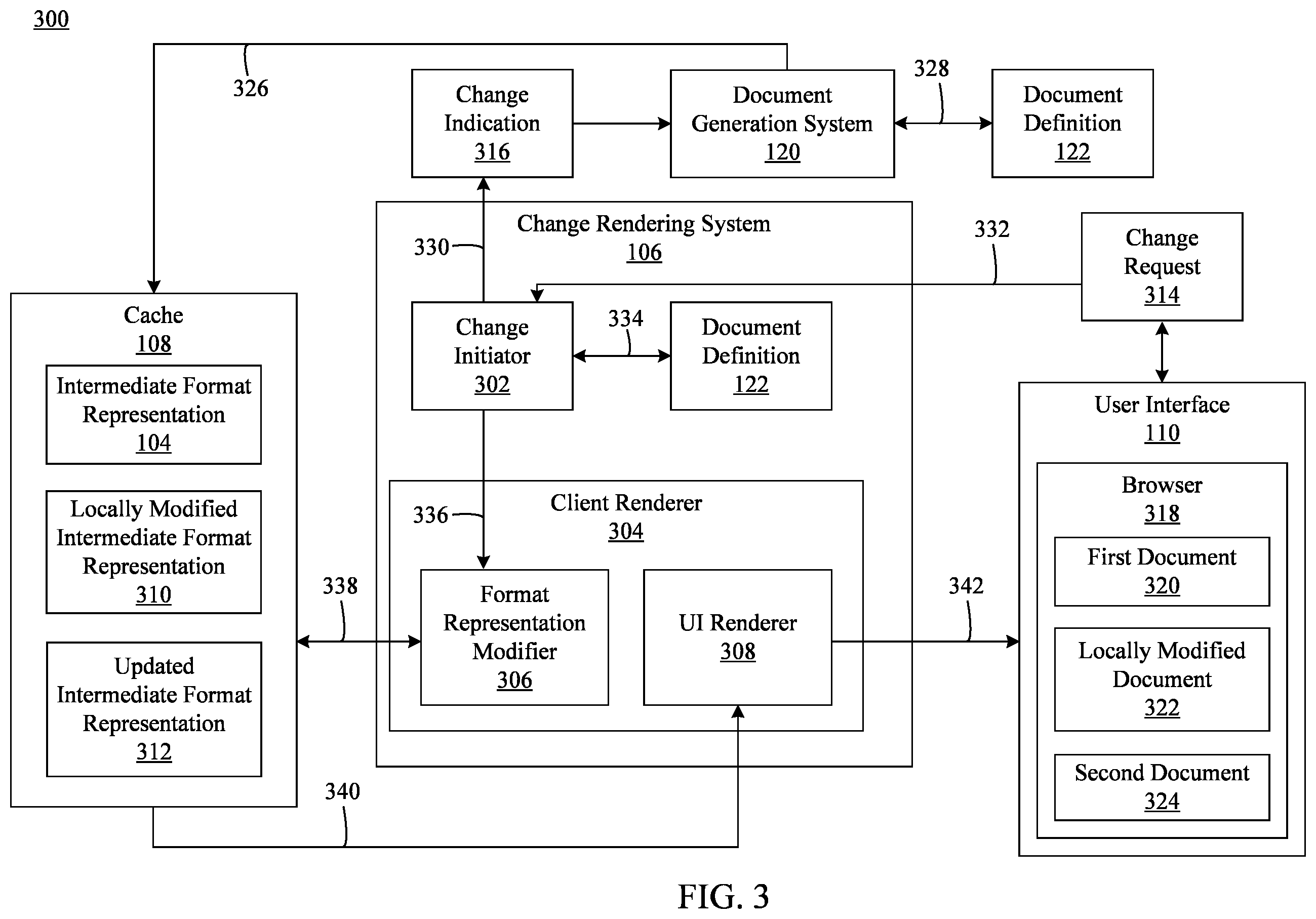 Patent US11847403 Figure 3 – Change rendering for generated documents
